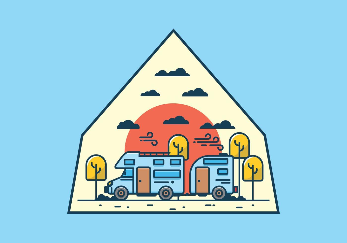 camper van car flat illustration DESIGN vector
