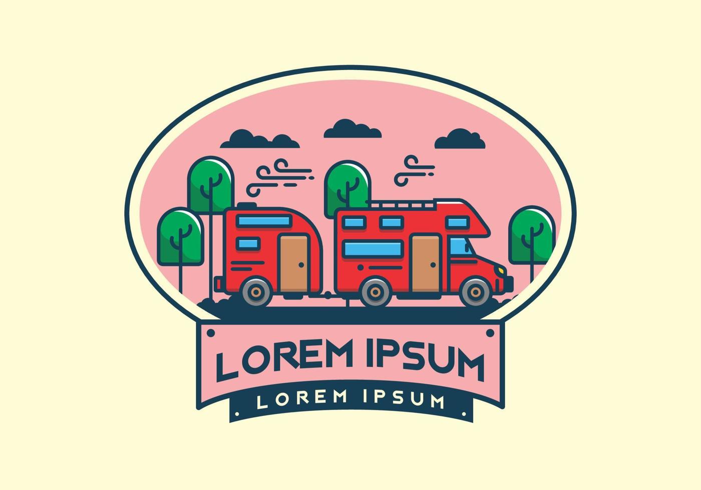 camper van car flat illustration DESIGN vector