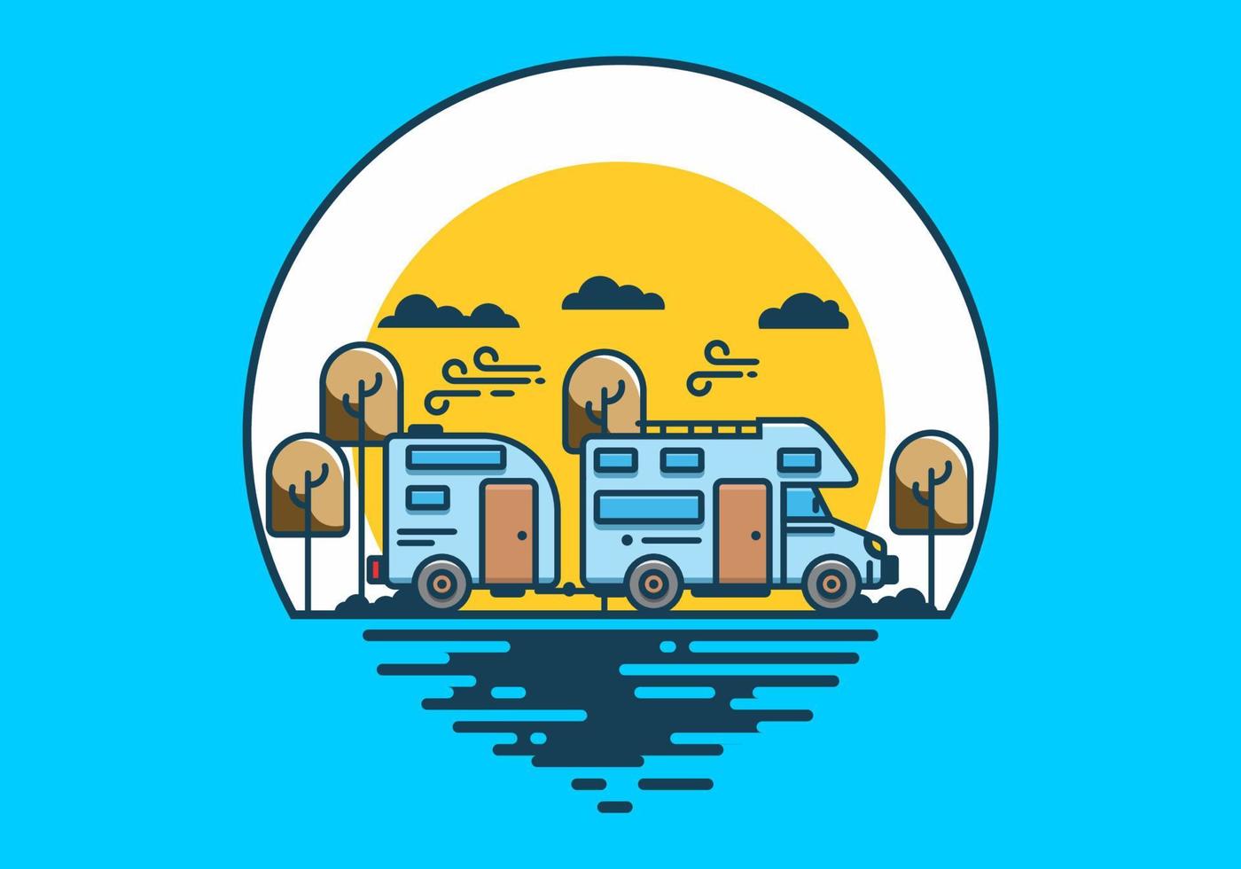 camper van car flat illustration DESIGN vector