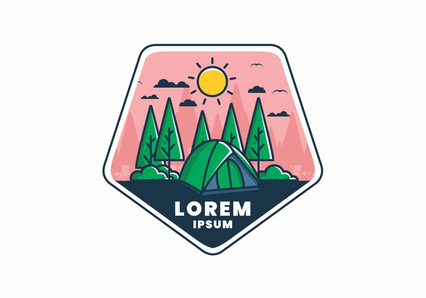 Fun camping with dome tent flat illustration vector