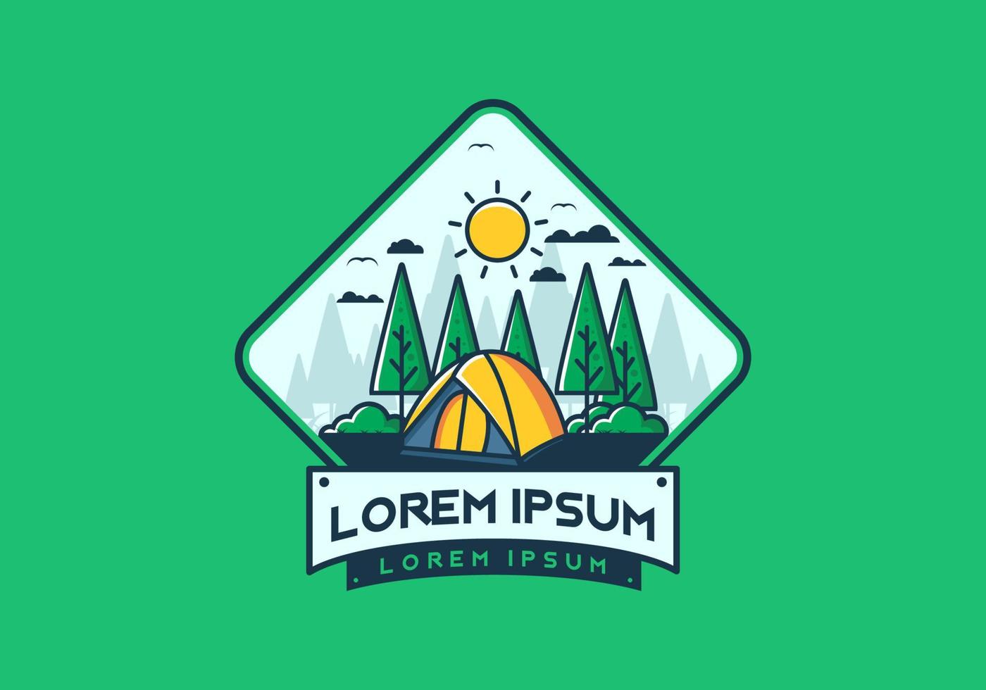 Fun camping with dome tent flat illustration vector