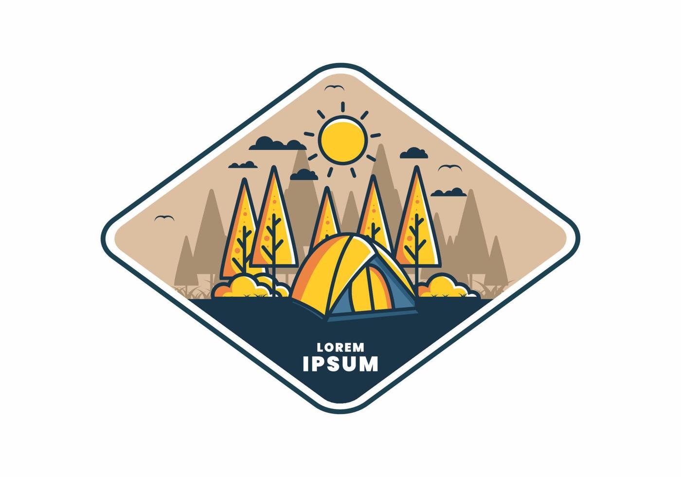 Fun camping with dome tent flat illustration vector