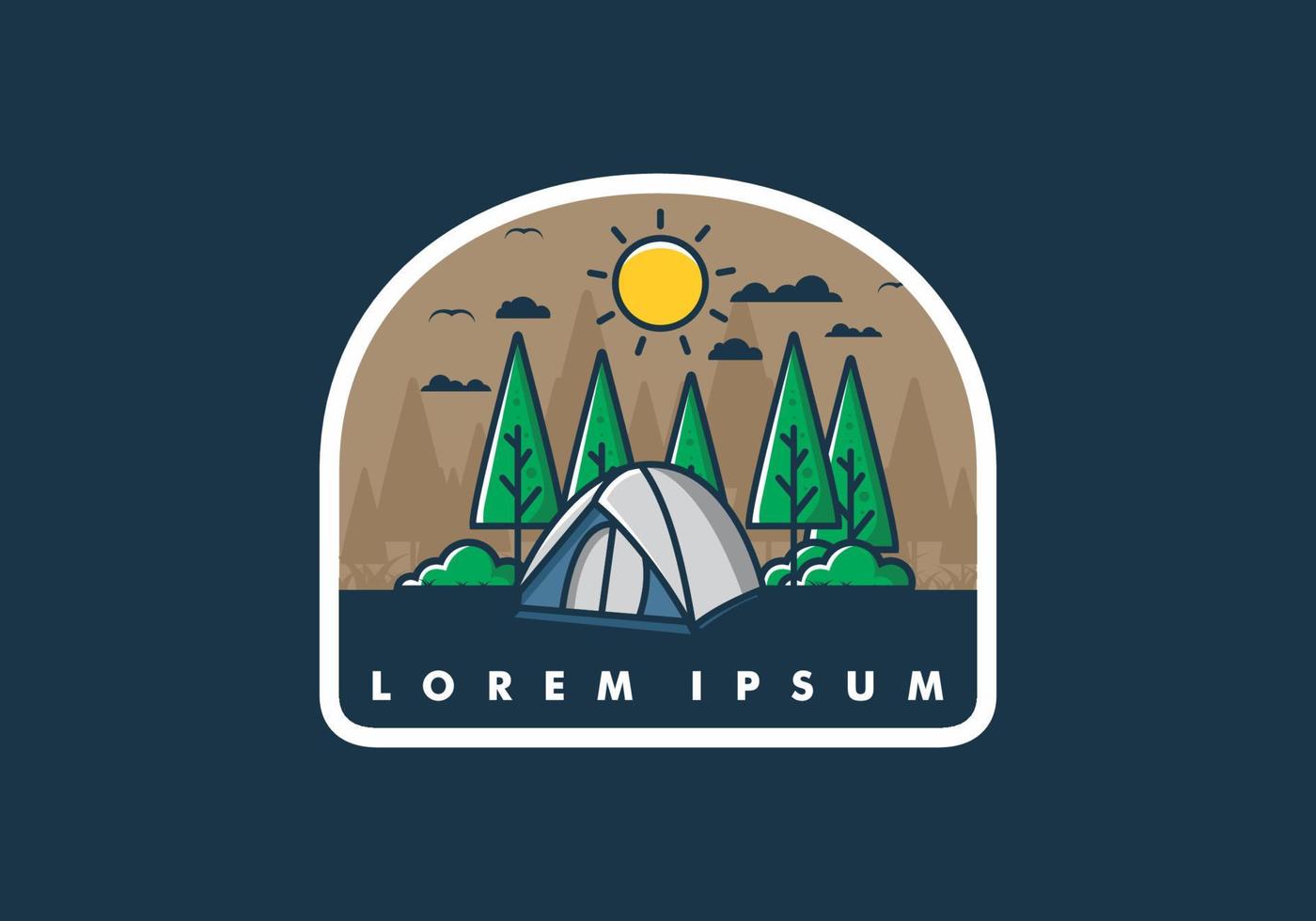 Fun camping with dome tent flat illustration vector