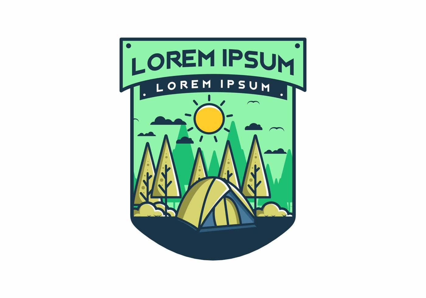 Fun camping with dome tent flat illustration vector