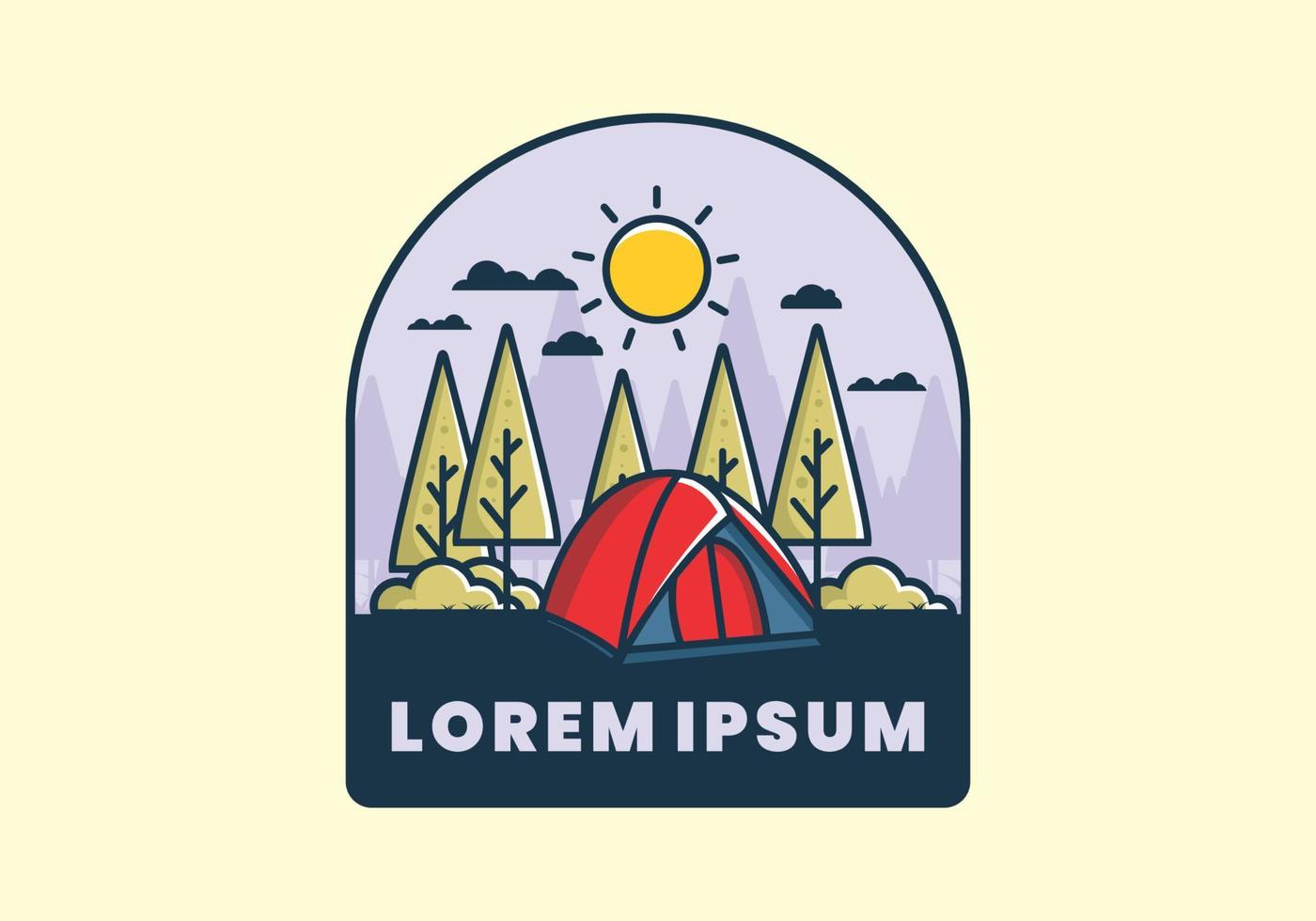 Fun camping with dome tent flat illustration vector