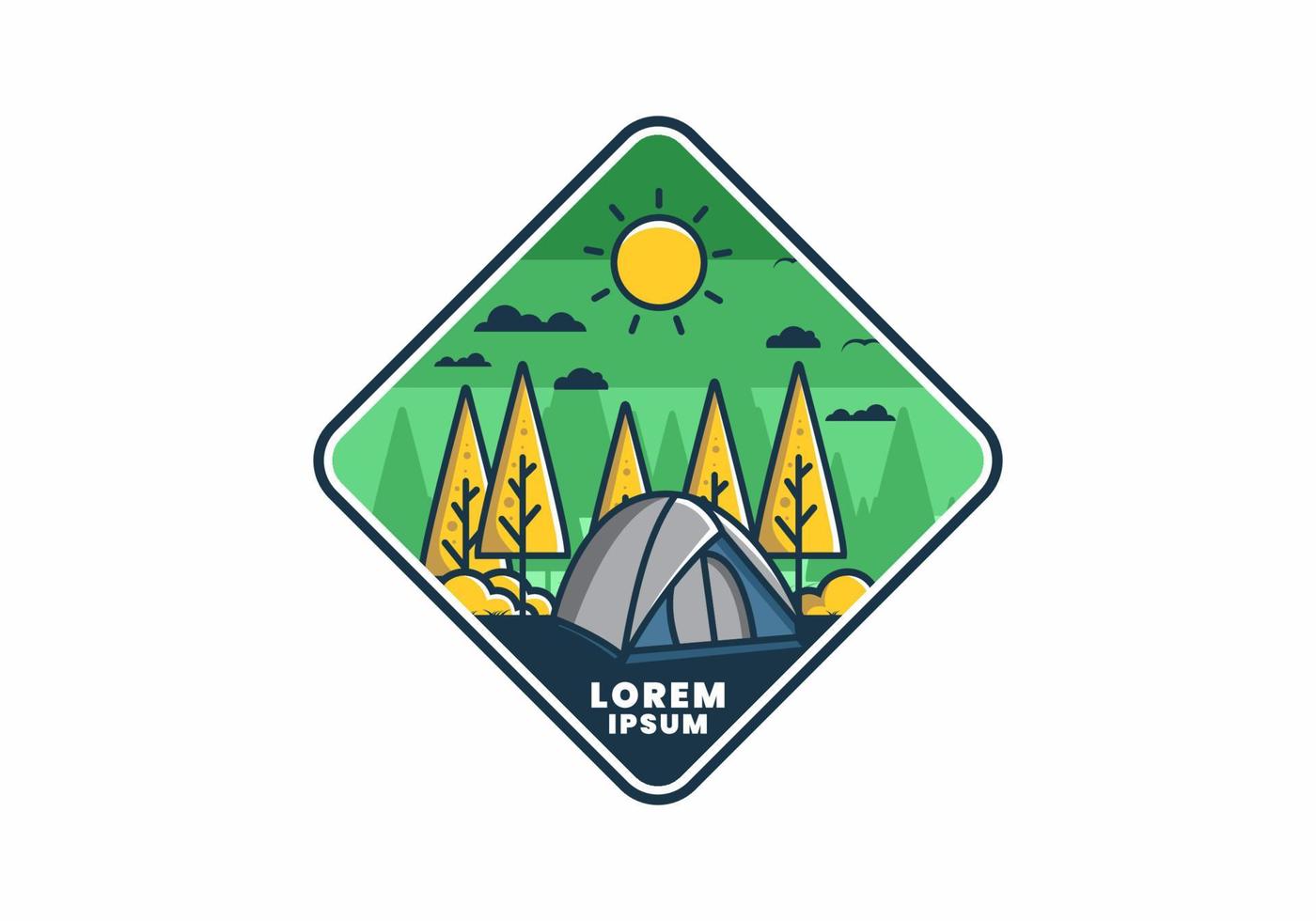 Fun camping with dome tent flat illustration vector