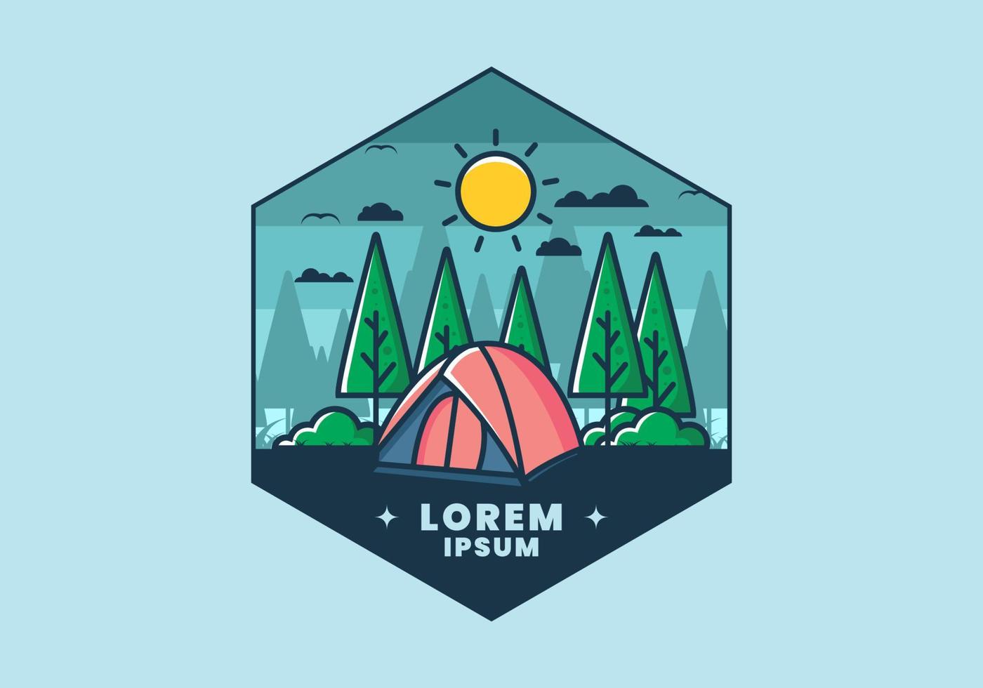 Fun camping with dome tent flat illustration vector