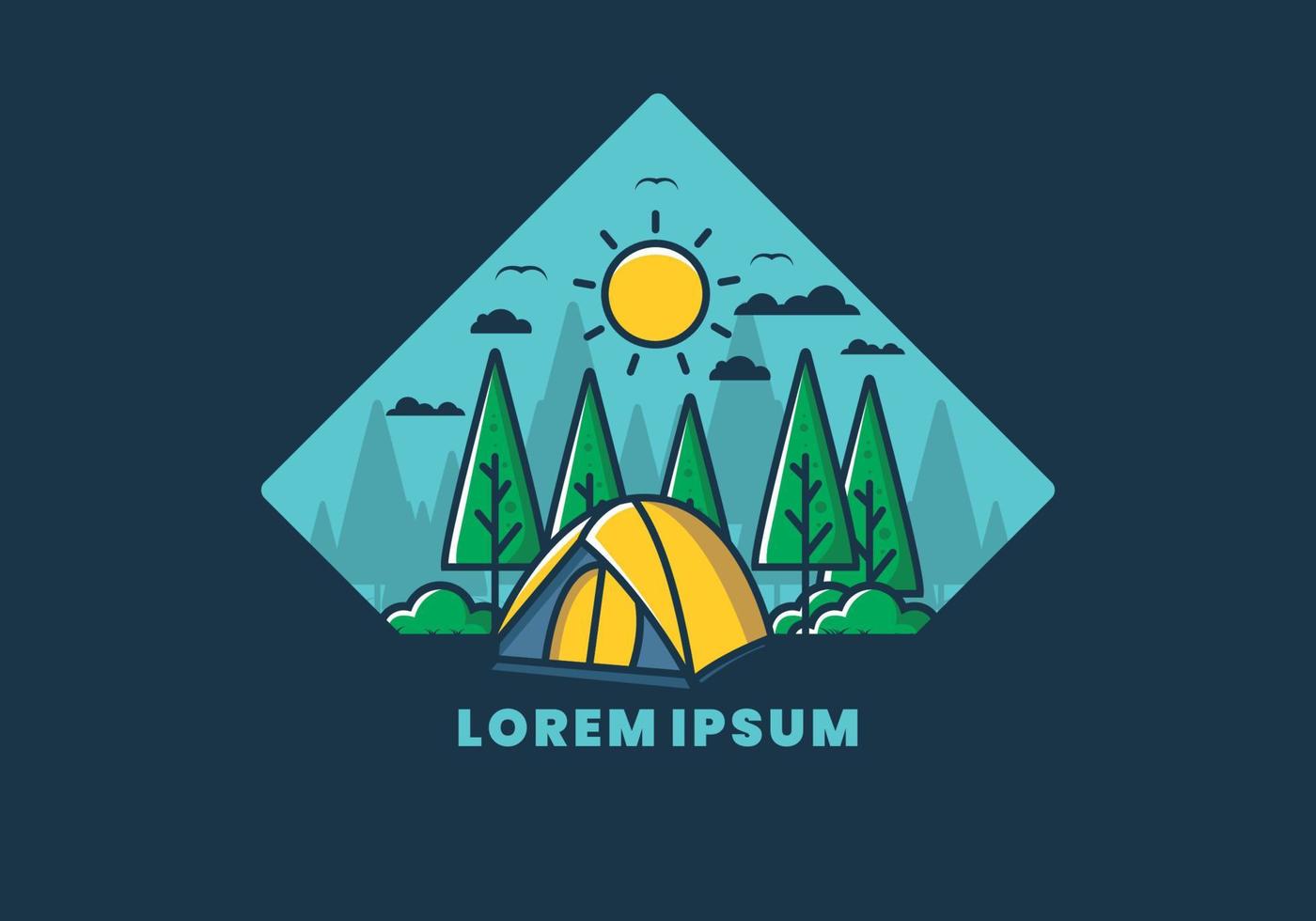 Fun camping with dome tent flat illustration vector