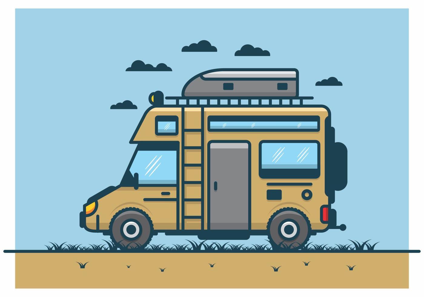 Motorhome with roof box flat illustration vector