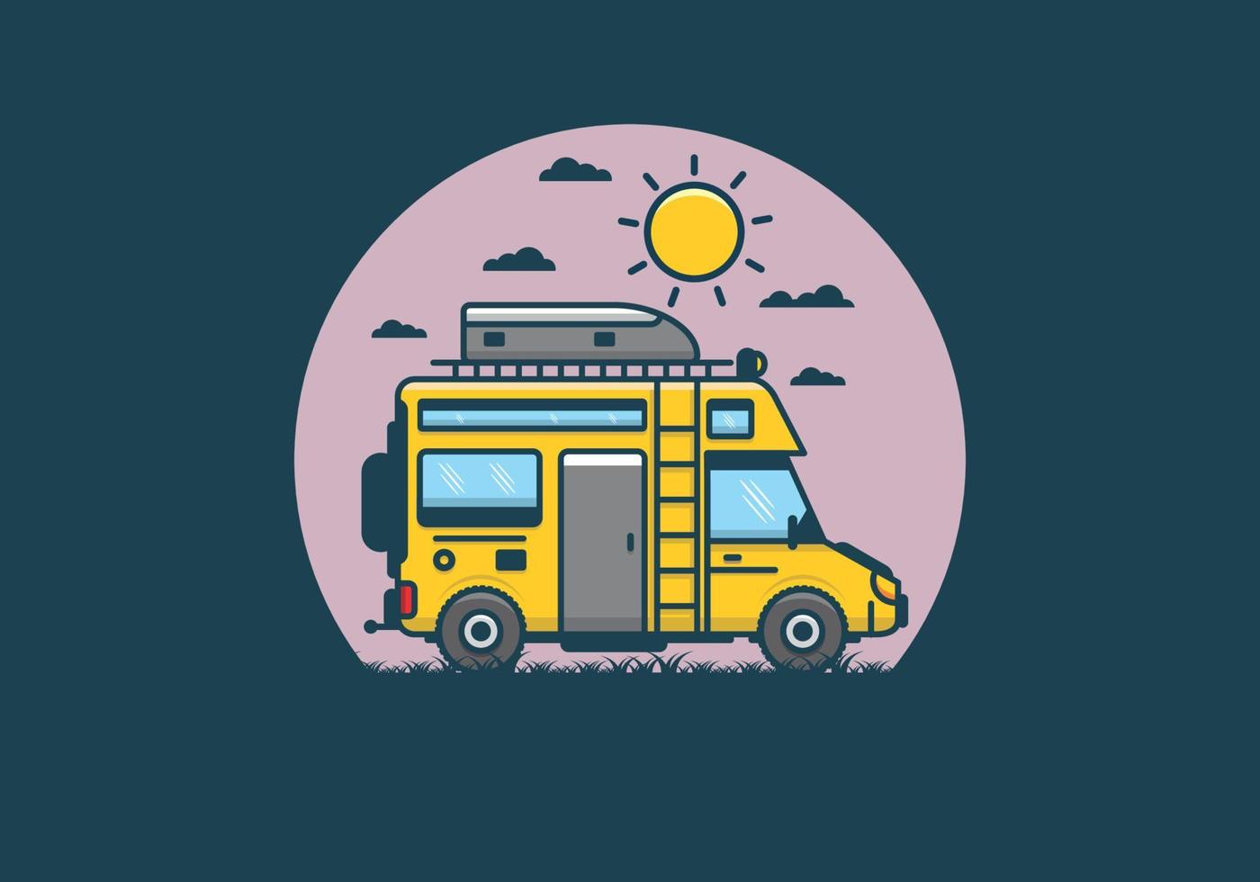 Motorhome with roof box flat illustration vector