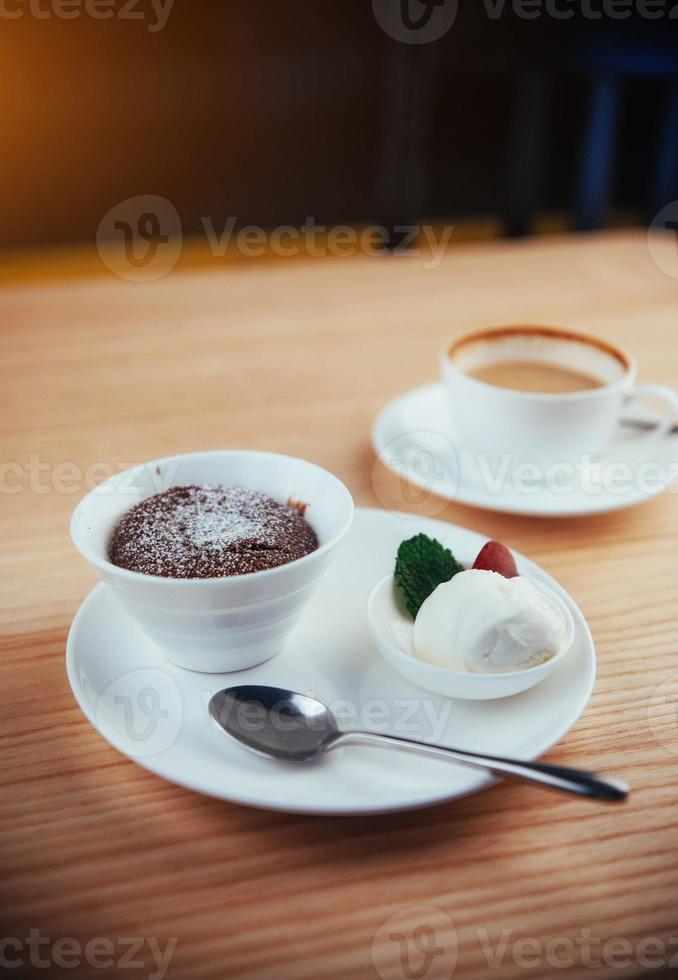 Cake ice cream with chocolate and cappuccino photo