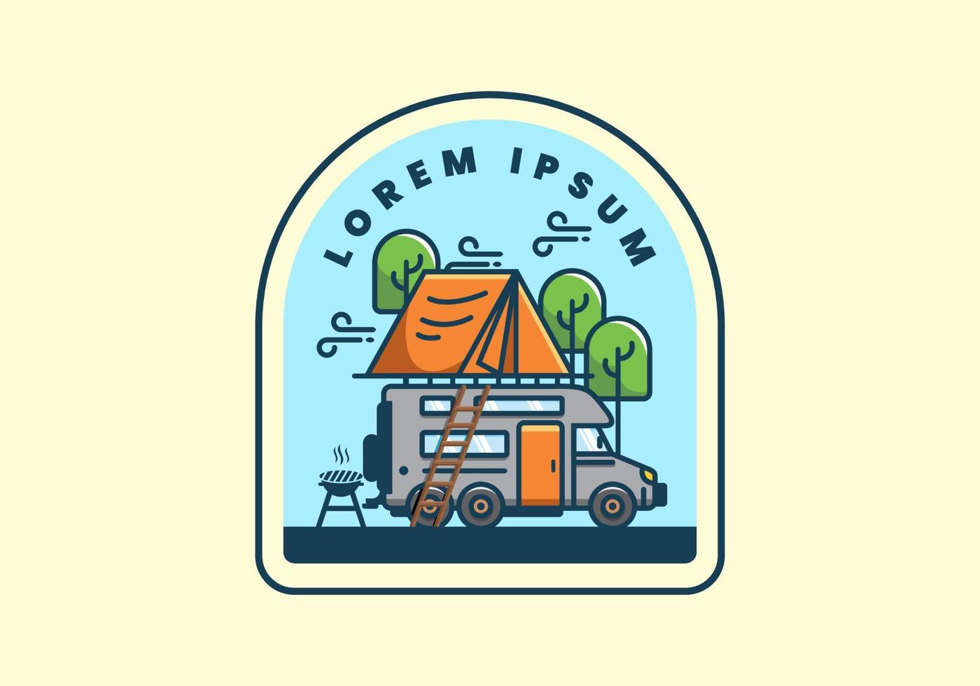 ilustración plana de camping de coche en la azotea vector