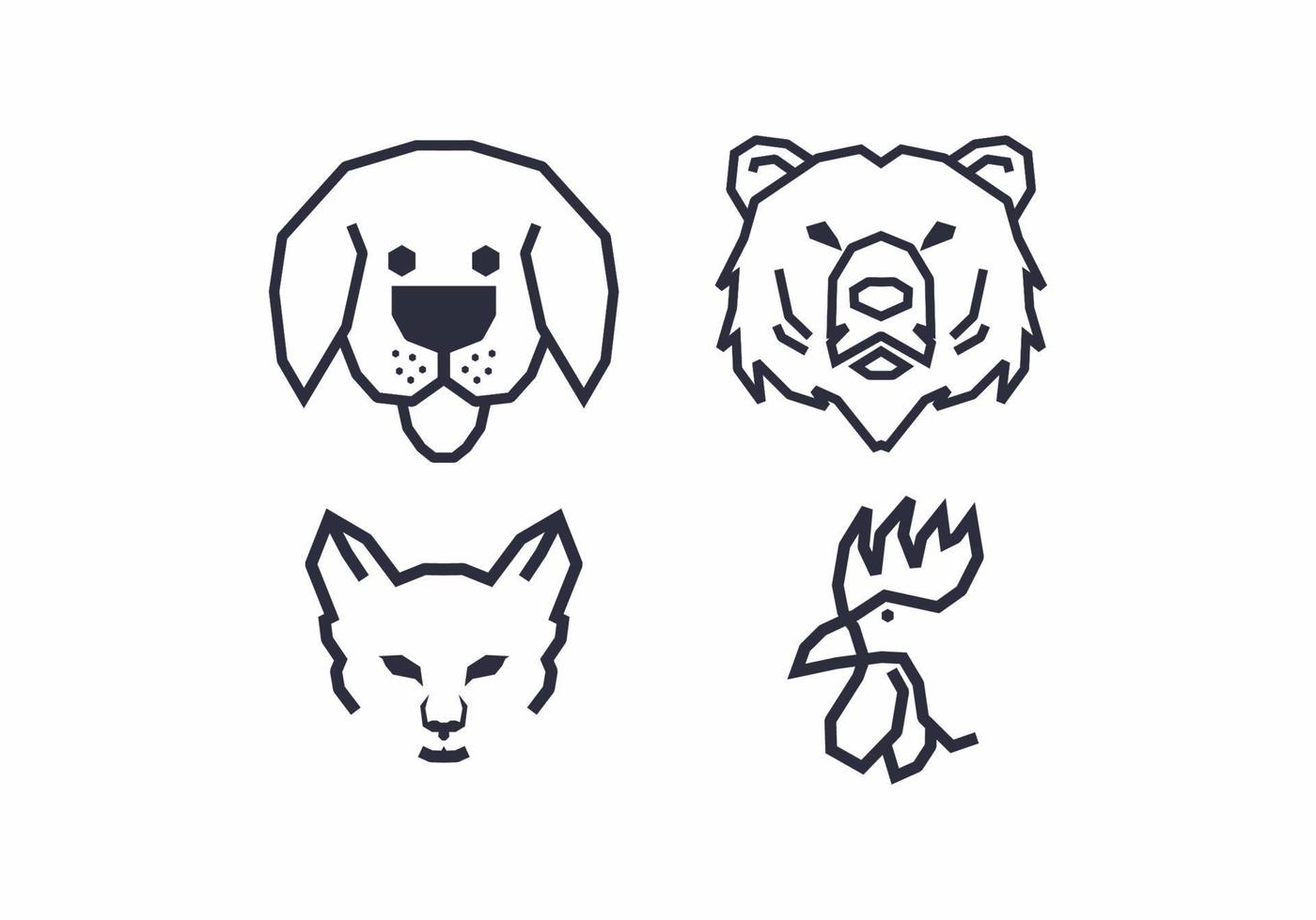 Stiff art style of animal head vector