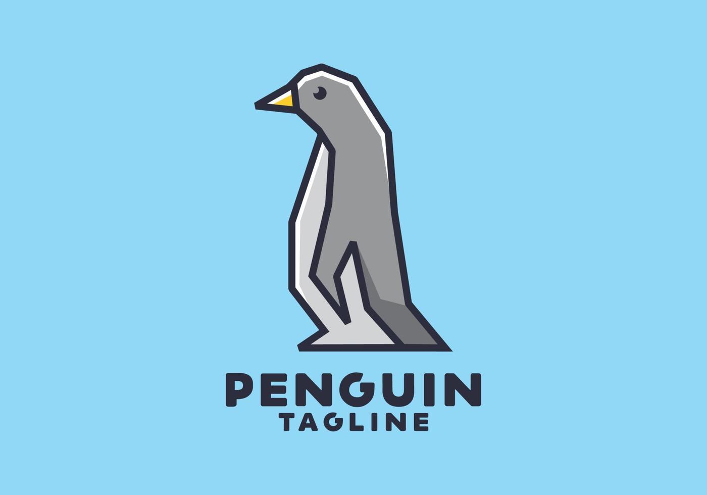 Stiff art style of walking penguin vector