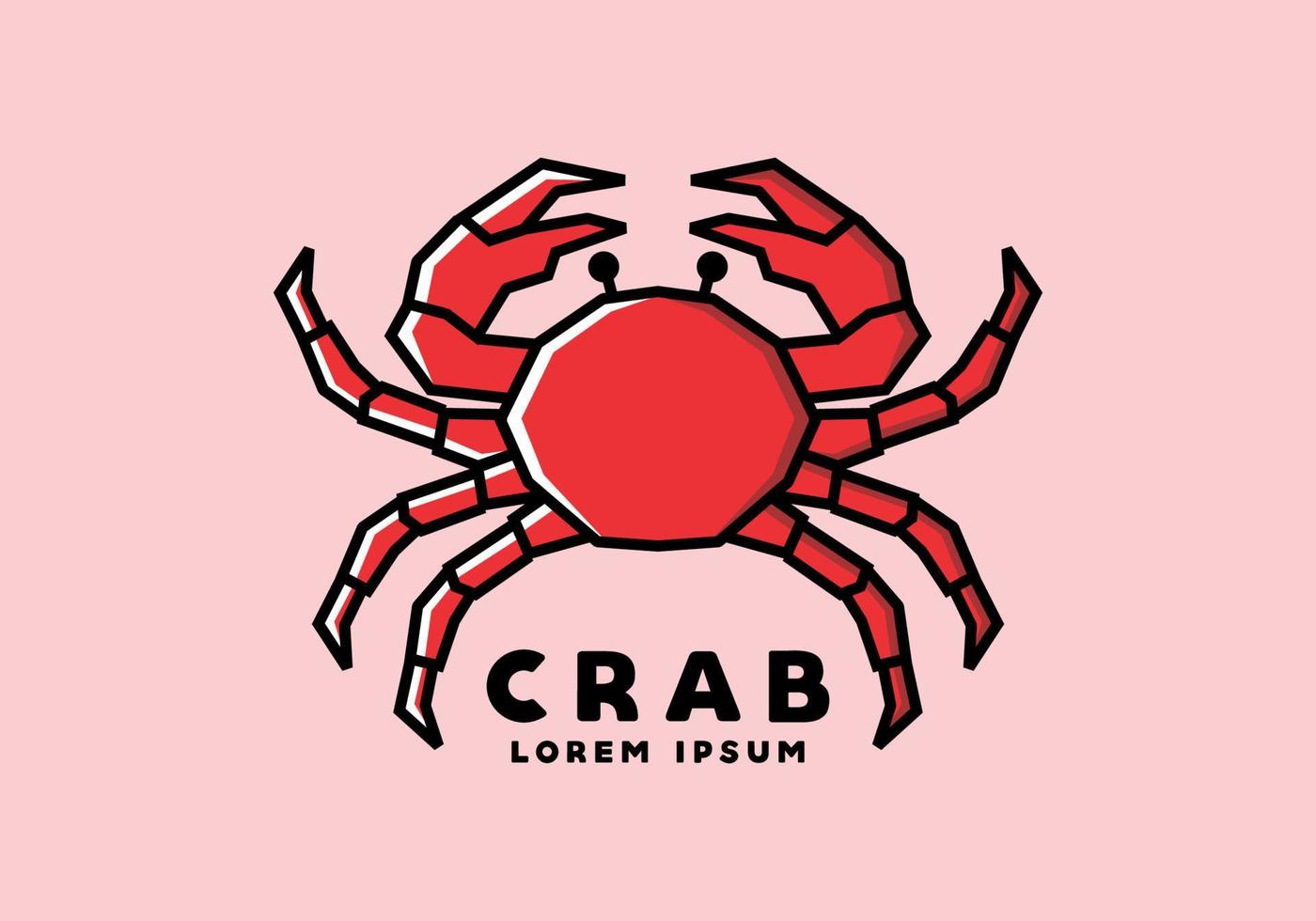 Stiff art style of red crab vector