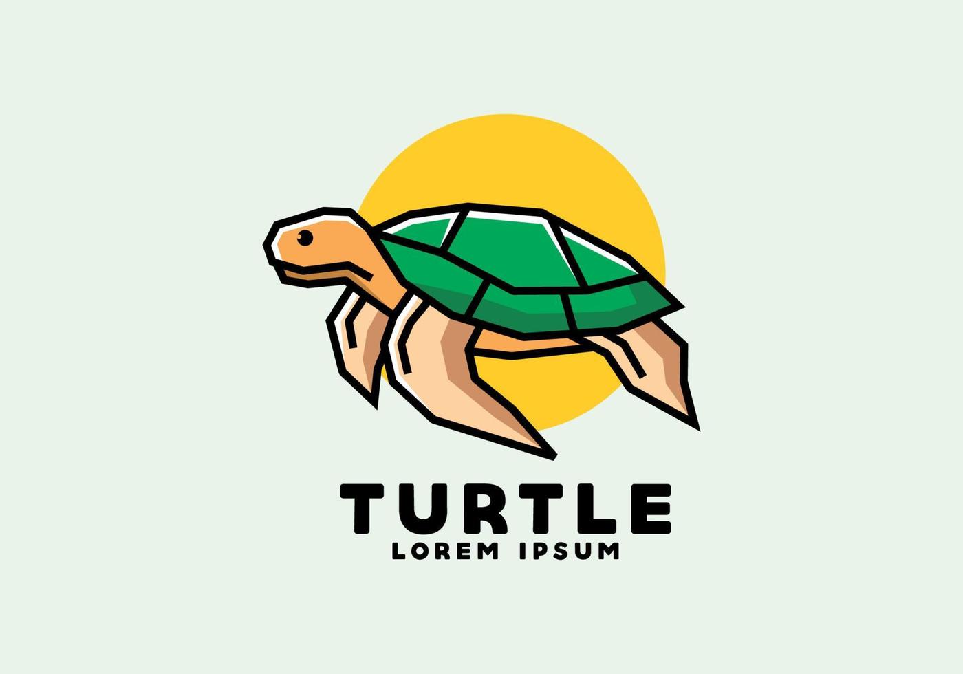 Stiff art style of sea turtle vector