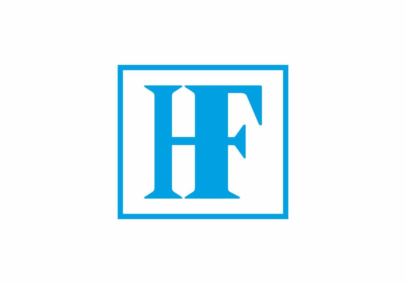 Blue HF initial letter in square vector