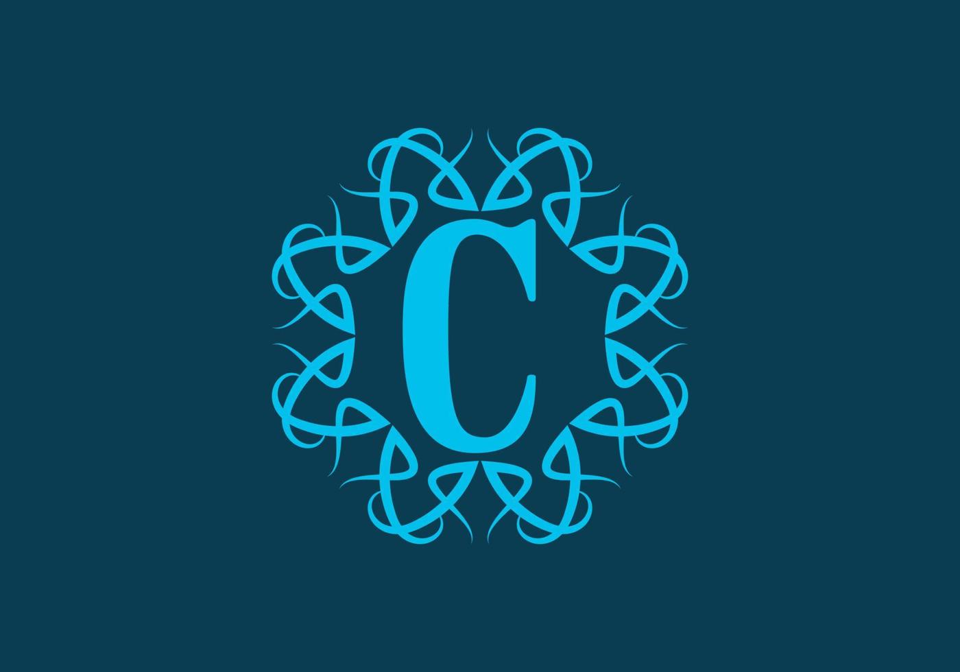 Blue initial C letter in classic frame vector