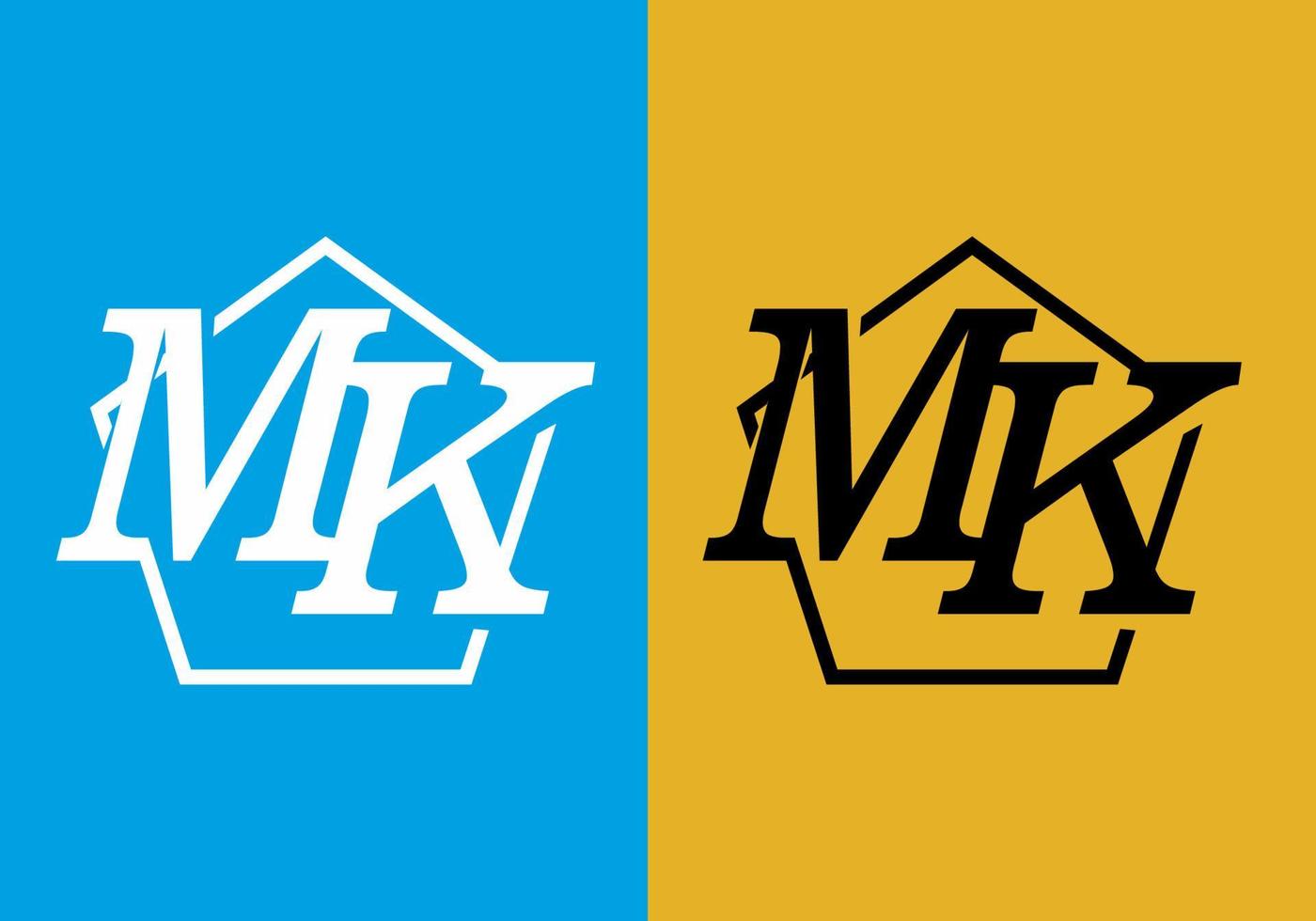 Blue yellow black of MK initial letter text vector