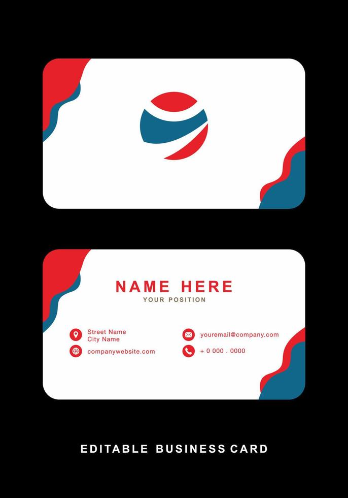 Blue red of business card design vector