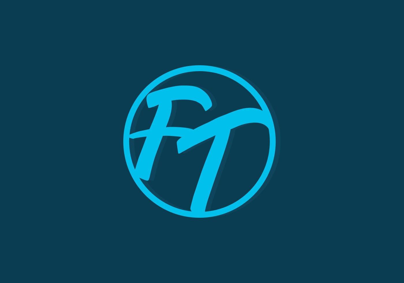 letra inicial de ft azul en el logotipo del círculo vector