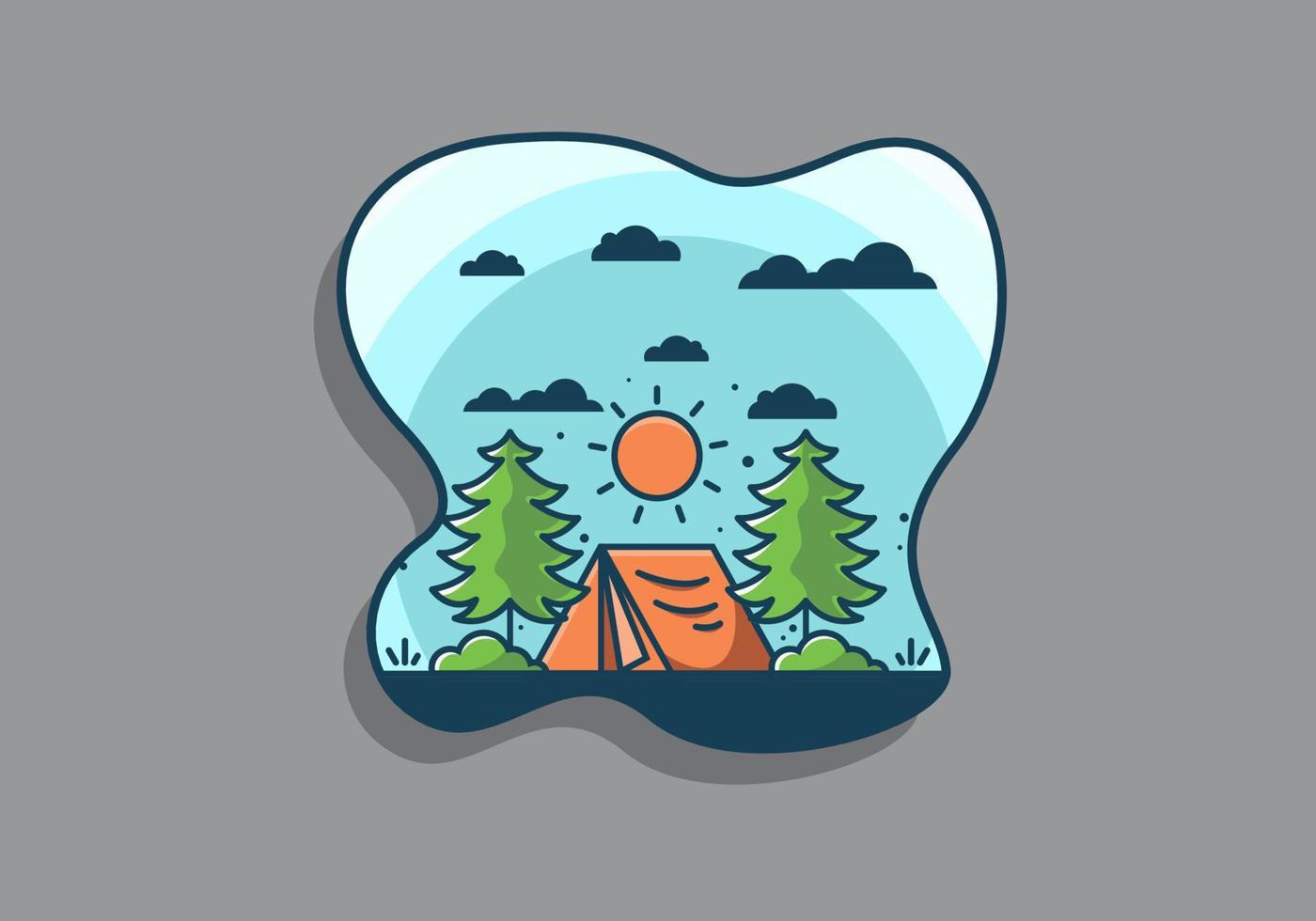 Fun camping with tent illustration vector