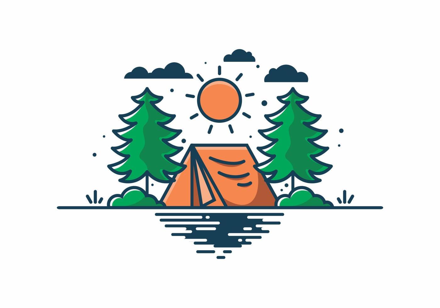 Fun camping with tent illustration vector