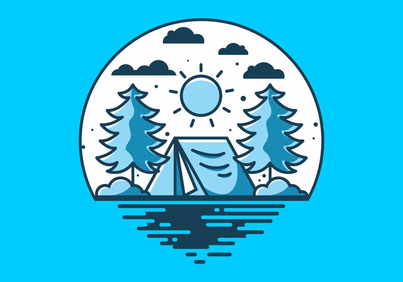 Fun camping with tent illustration vector