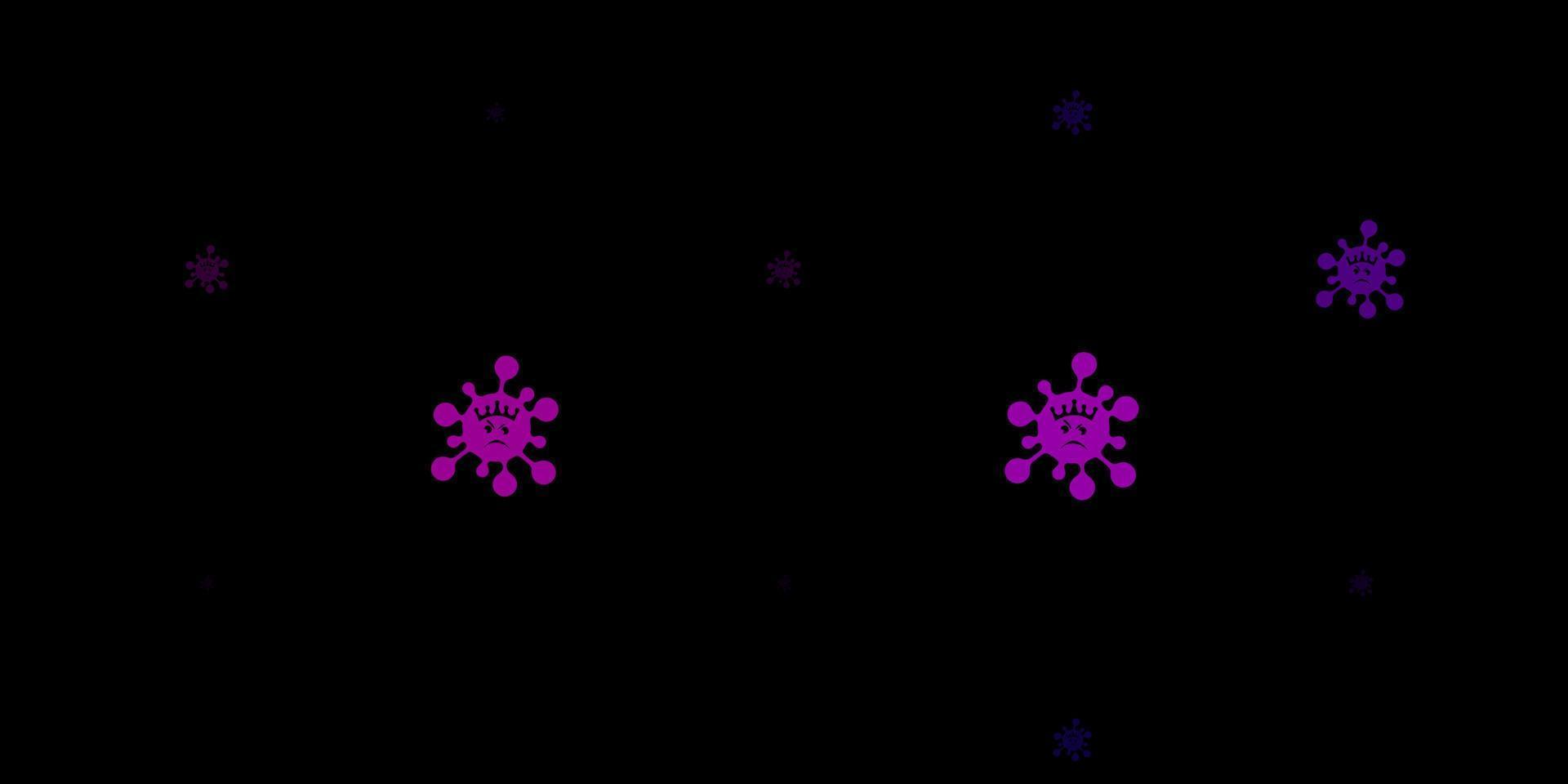 Patrón de vector rosa oscuro con elementos de coronavirus.