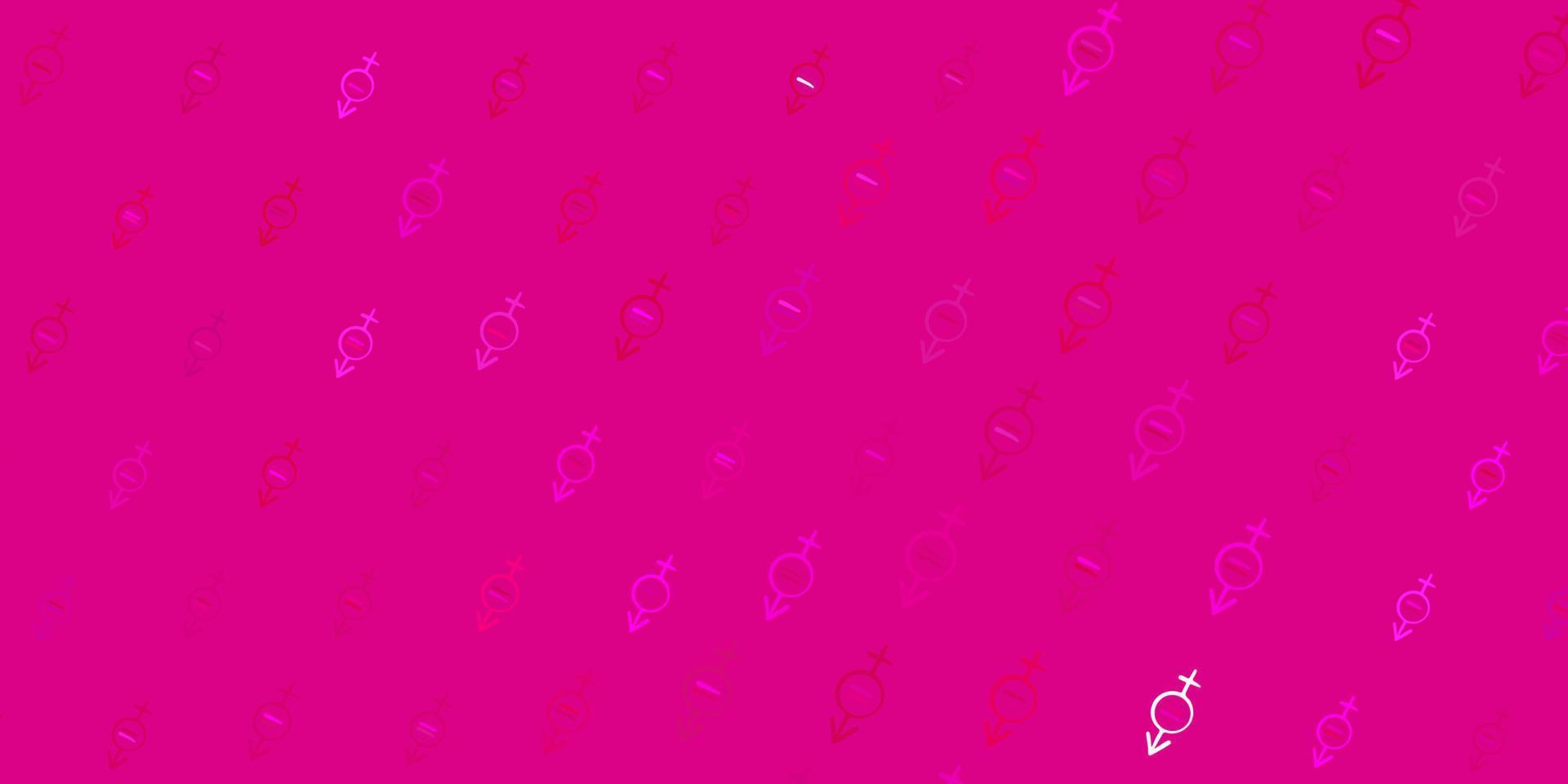 patrón de vector de color rosa oscuro con elementos de feminismo.