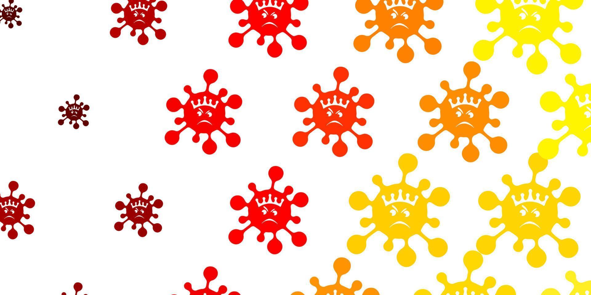 Light Red, Yellow vector pattern with coronavirus elements.