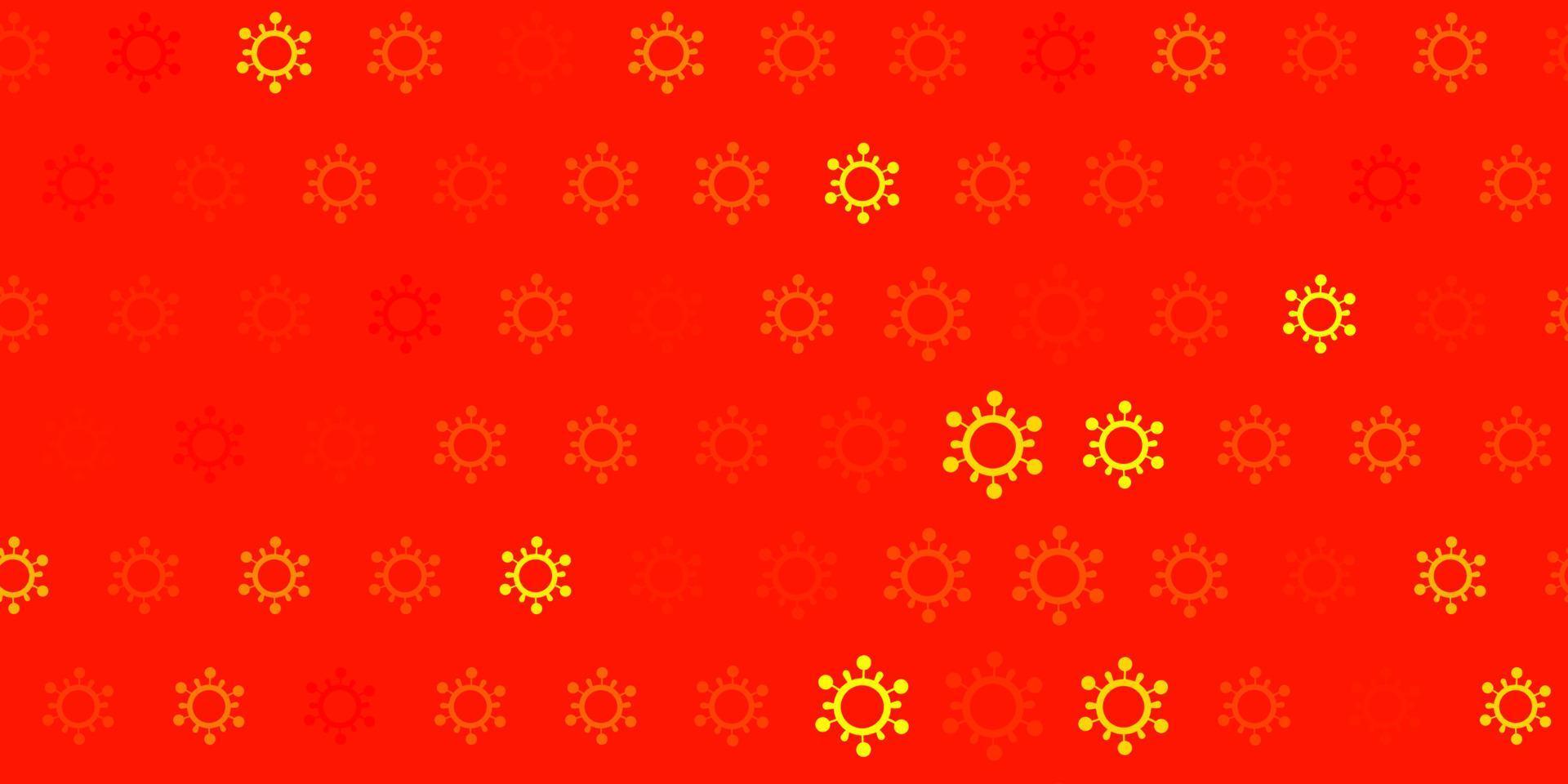 Light red, yellow vector backdrop with virus symbols.