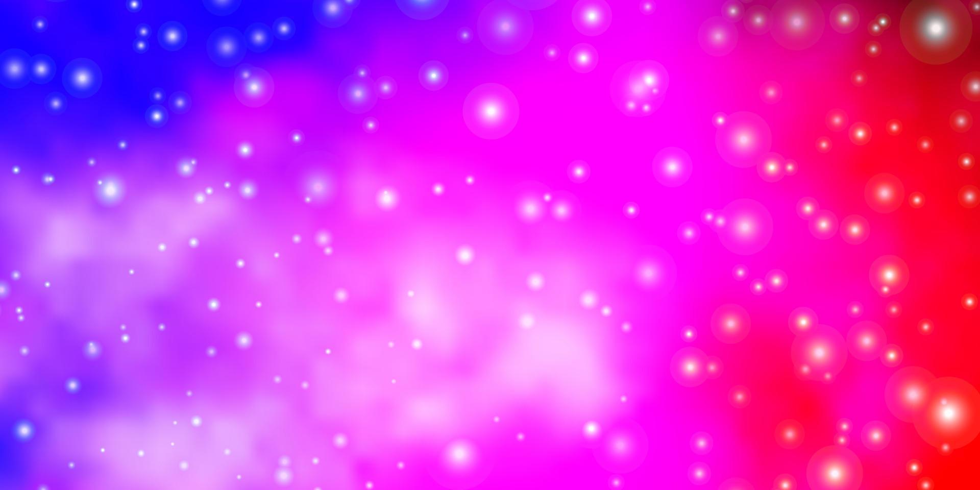 Fondo de vector de color rosa claro, azul con estrellas pequeñas y grandes.