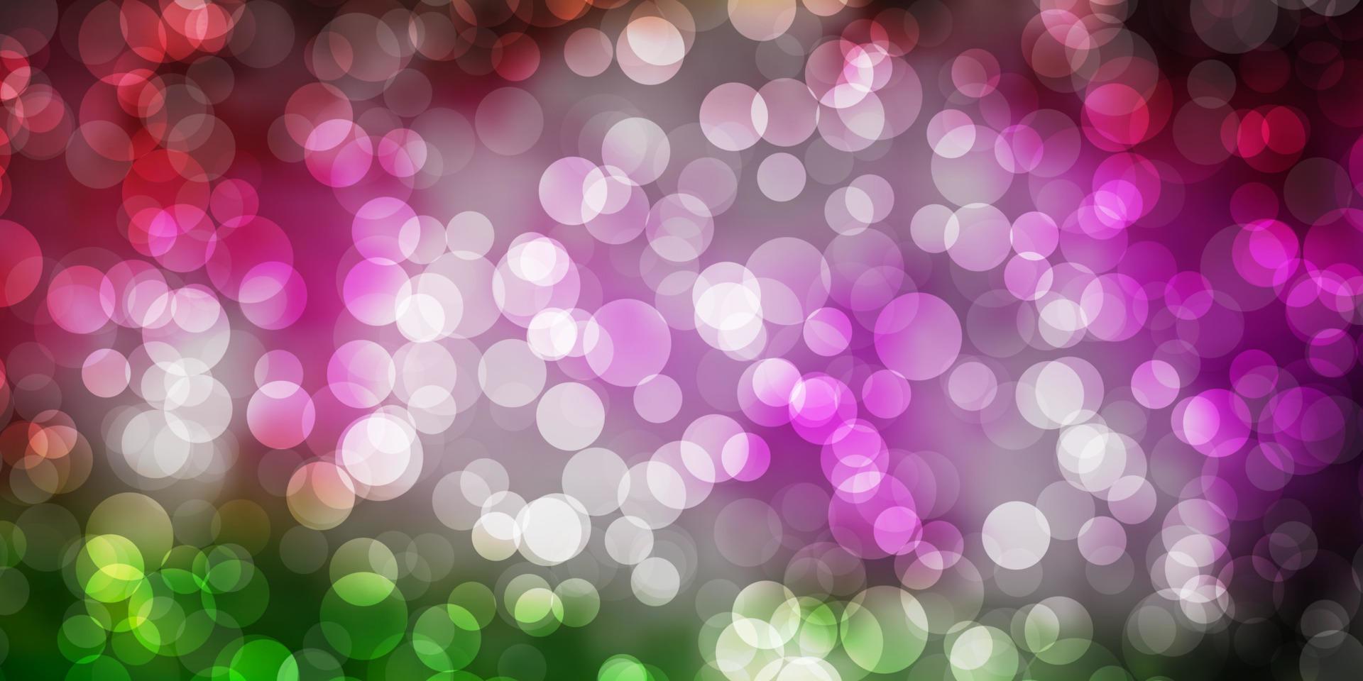 Light Pink, Green vector background with circles.