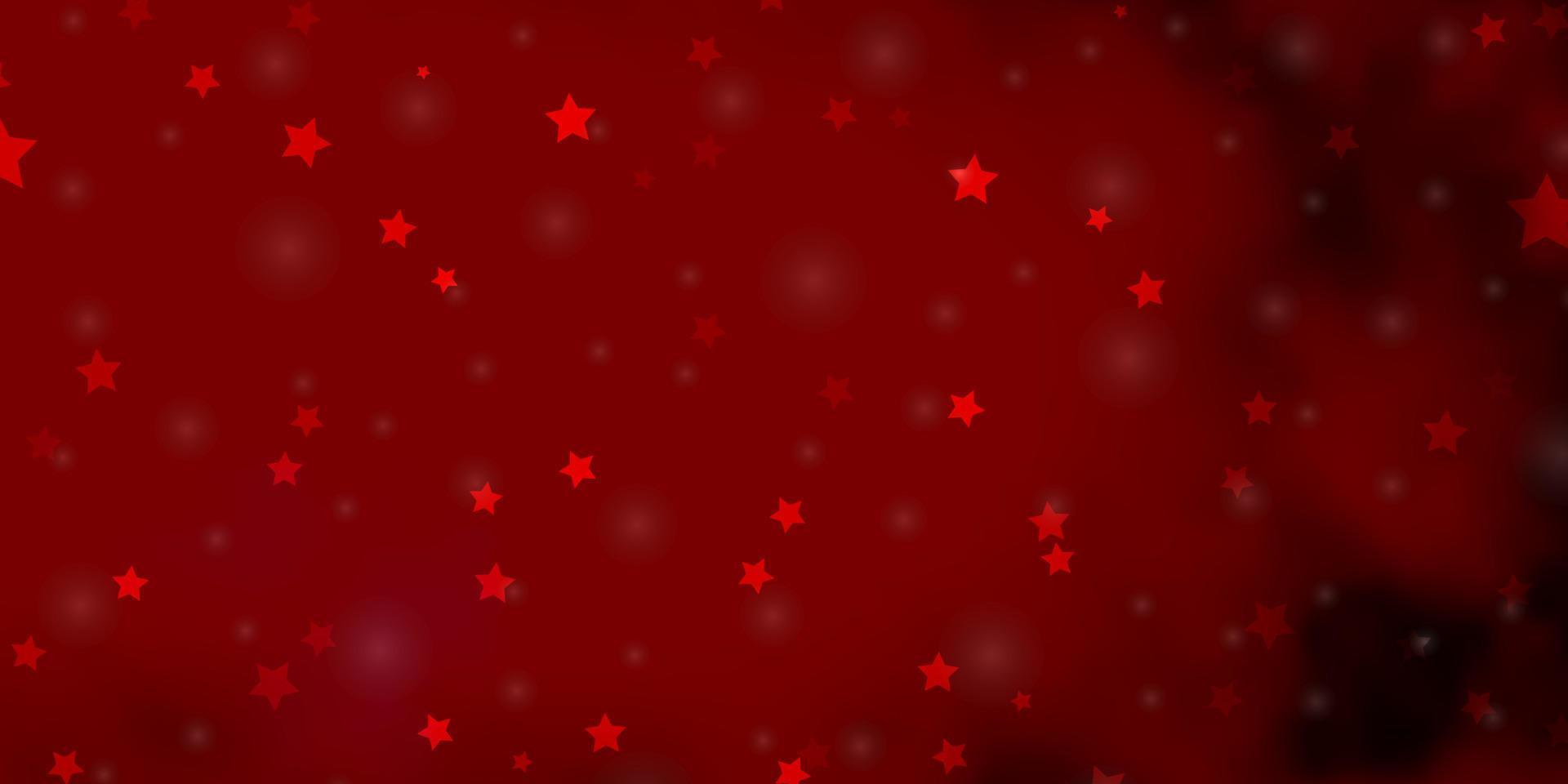 Fondo de vector rosa claro, rojo con estrellas pequeñas y grandes.