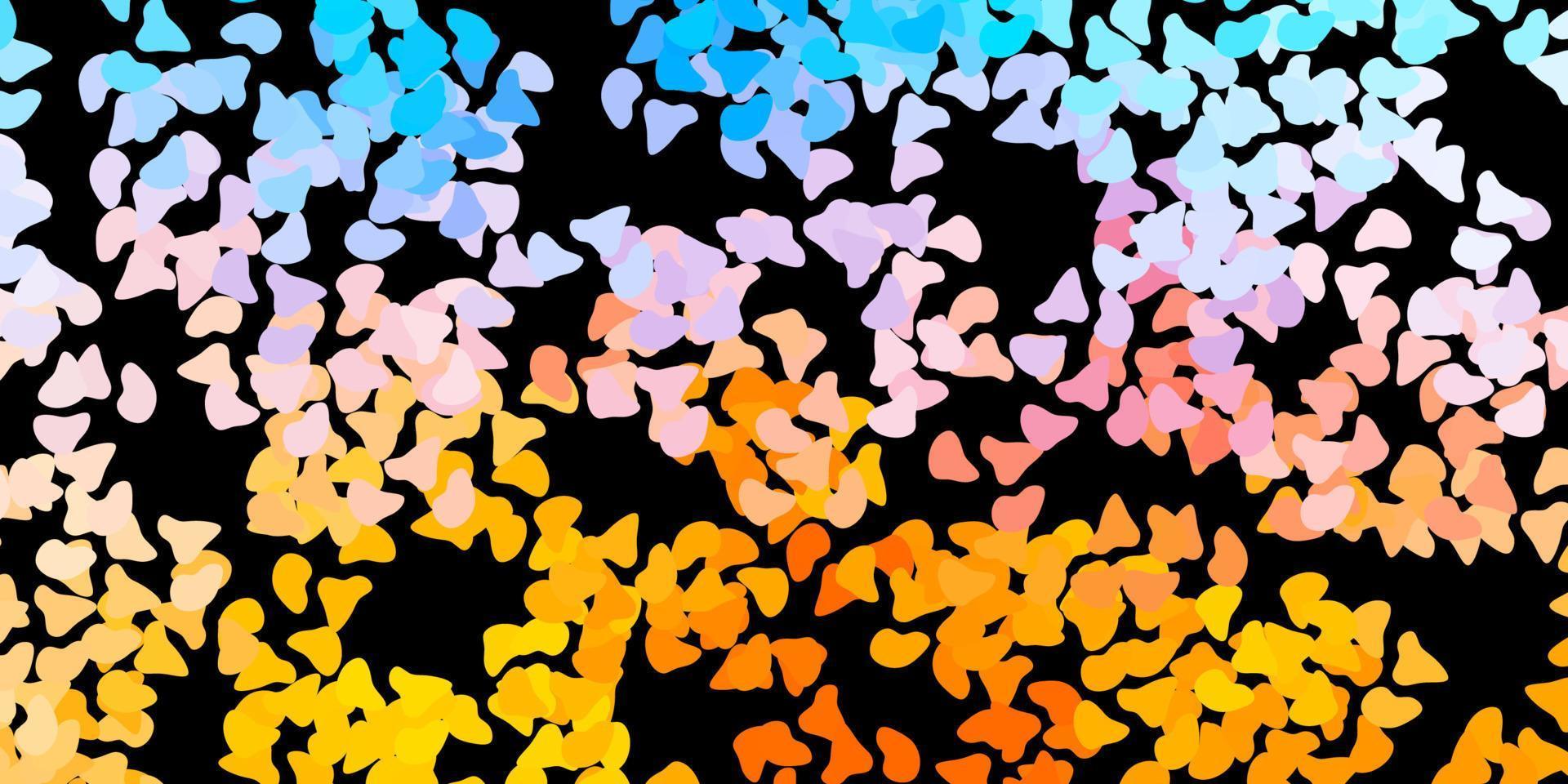 Dark blue, yellow vector background with random forms.
