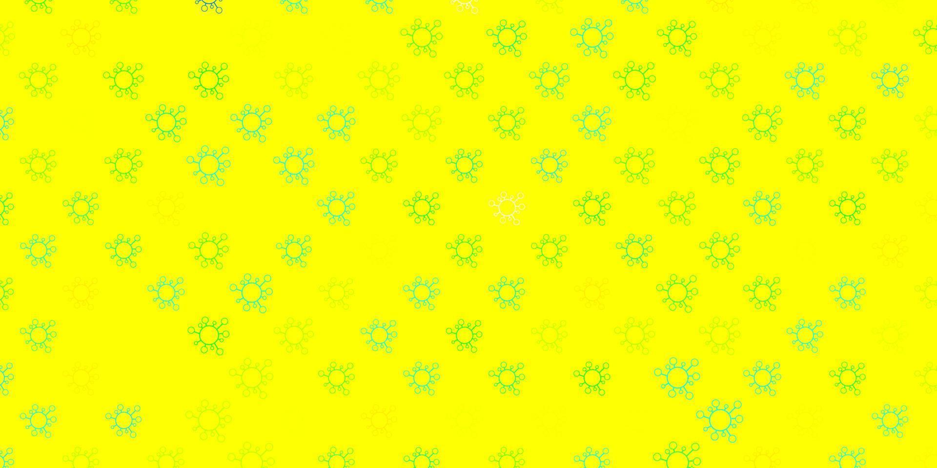 patrón de vector azul claro, amarillo con elementos de coronavirus.