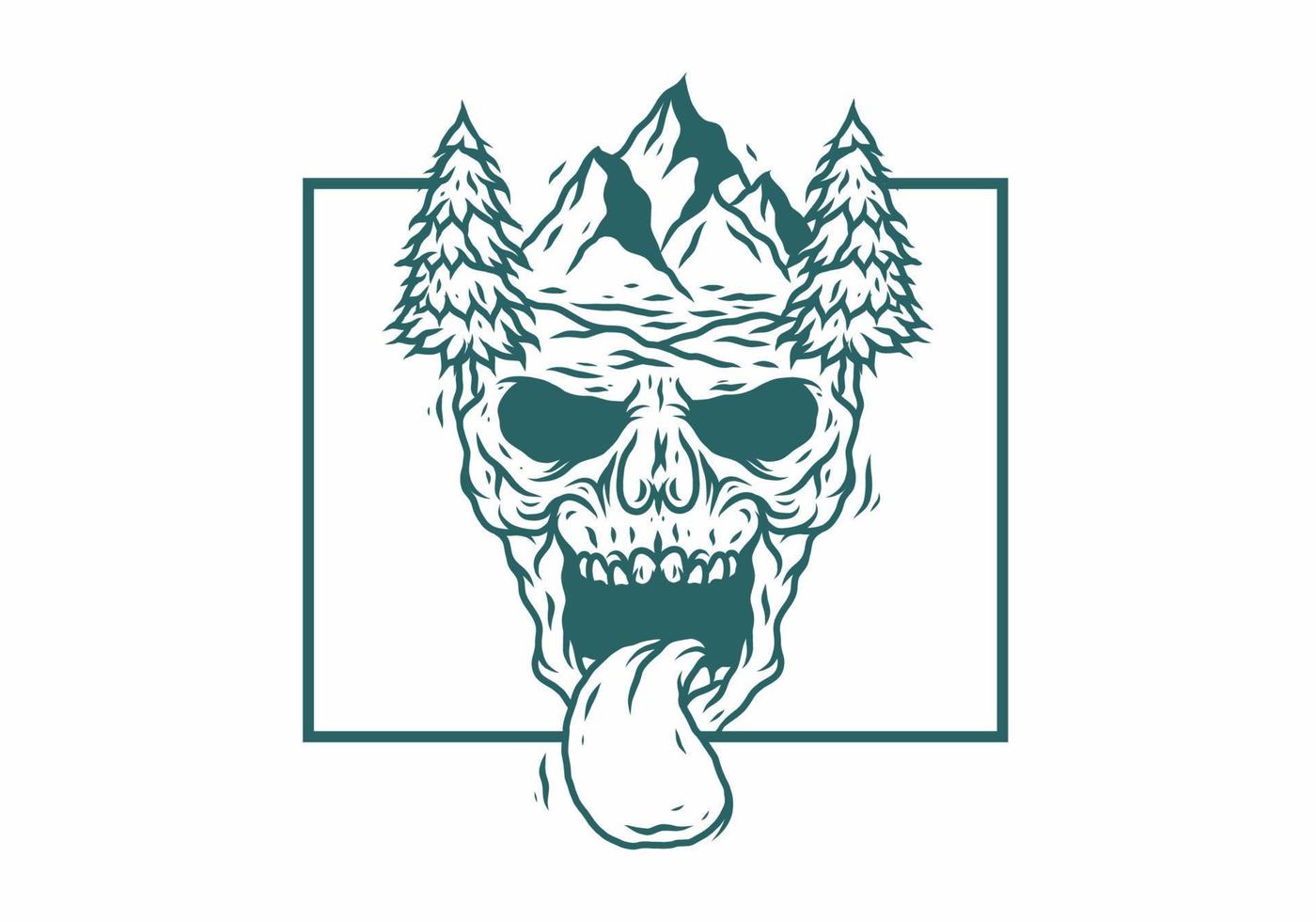 Vintage skull head of nature illustration vector