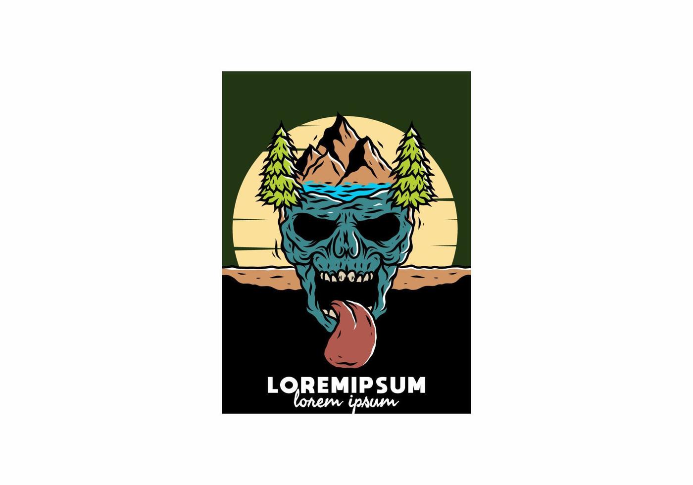 Vintage skull head of nature illustration vector