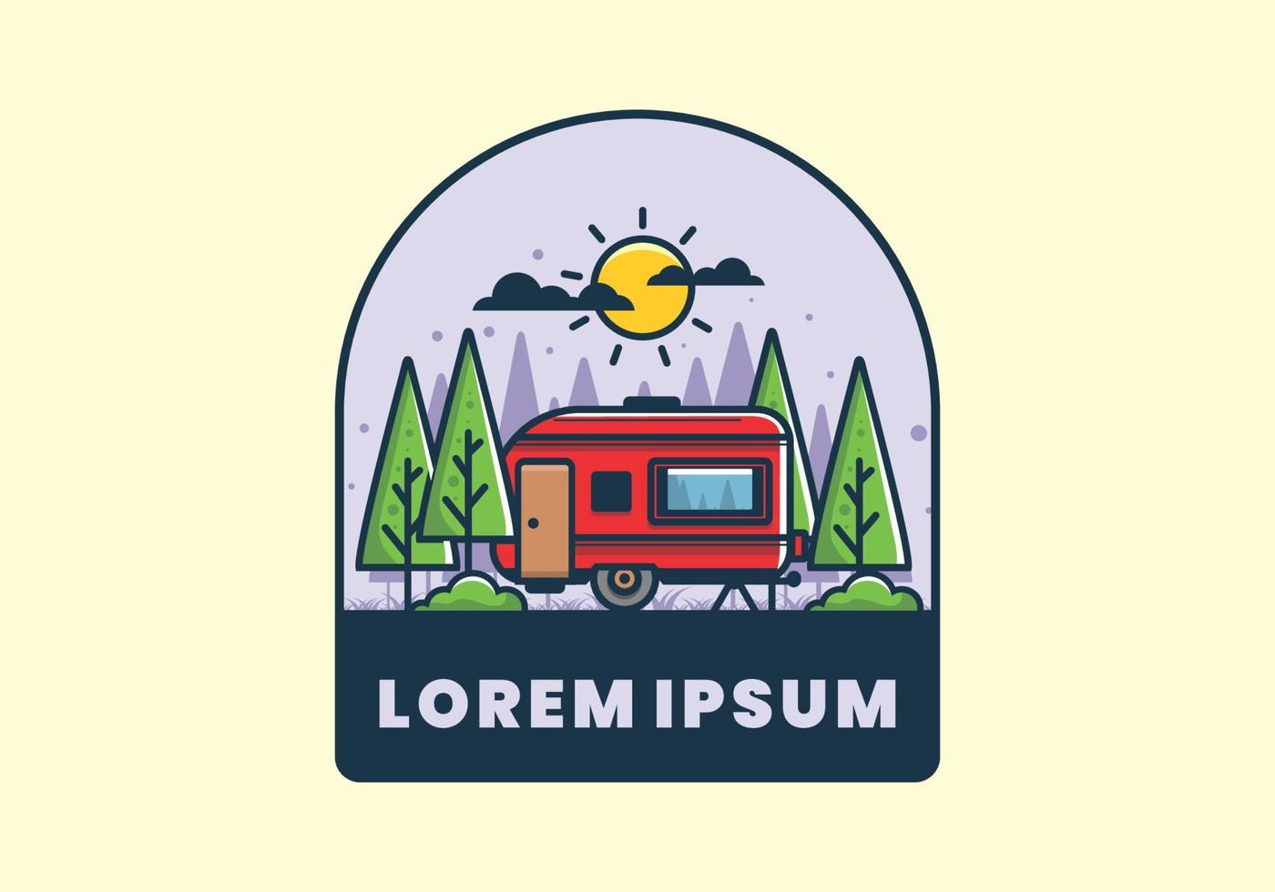 Campervan in the jungle flat illustration vector