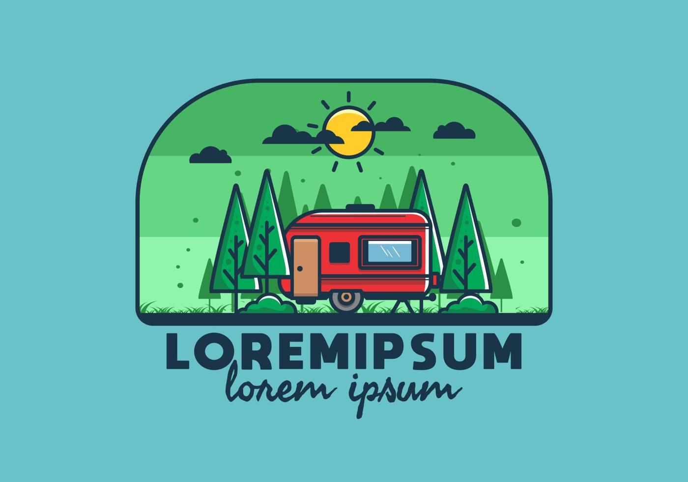 autocaravana en la selva ilustración plana vector