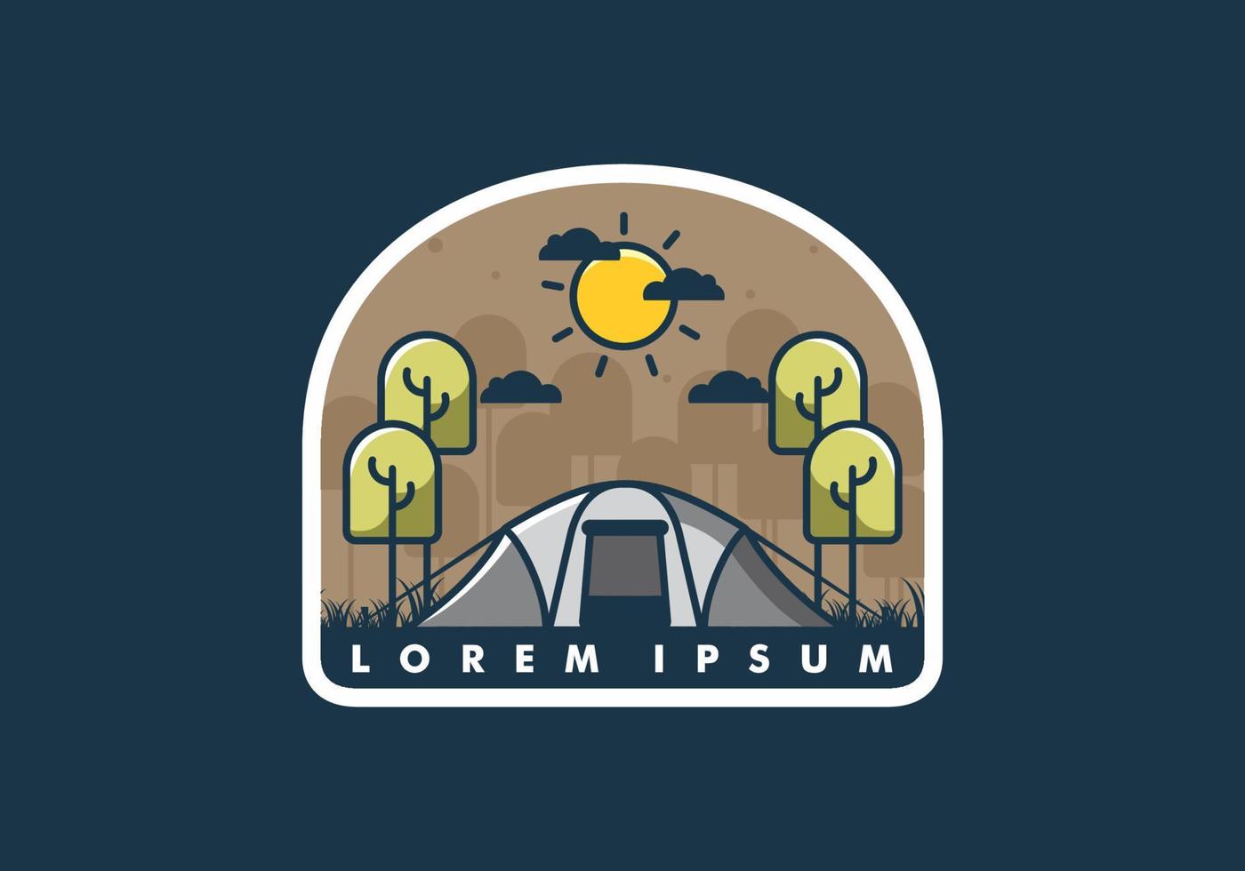 camping with a big tent flat illustration vector
