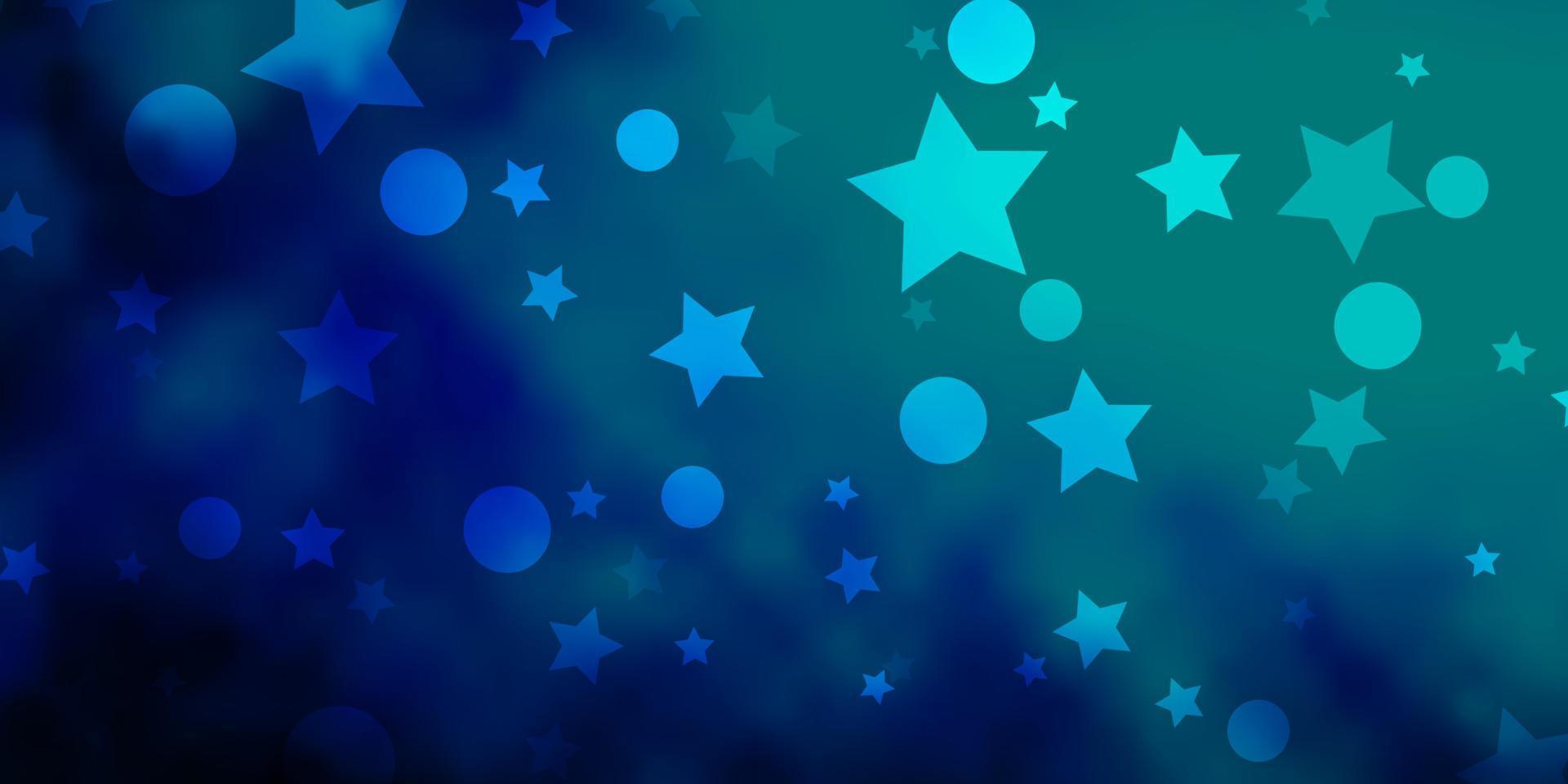 Dark BLUE vector backdrop with circles, stars.