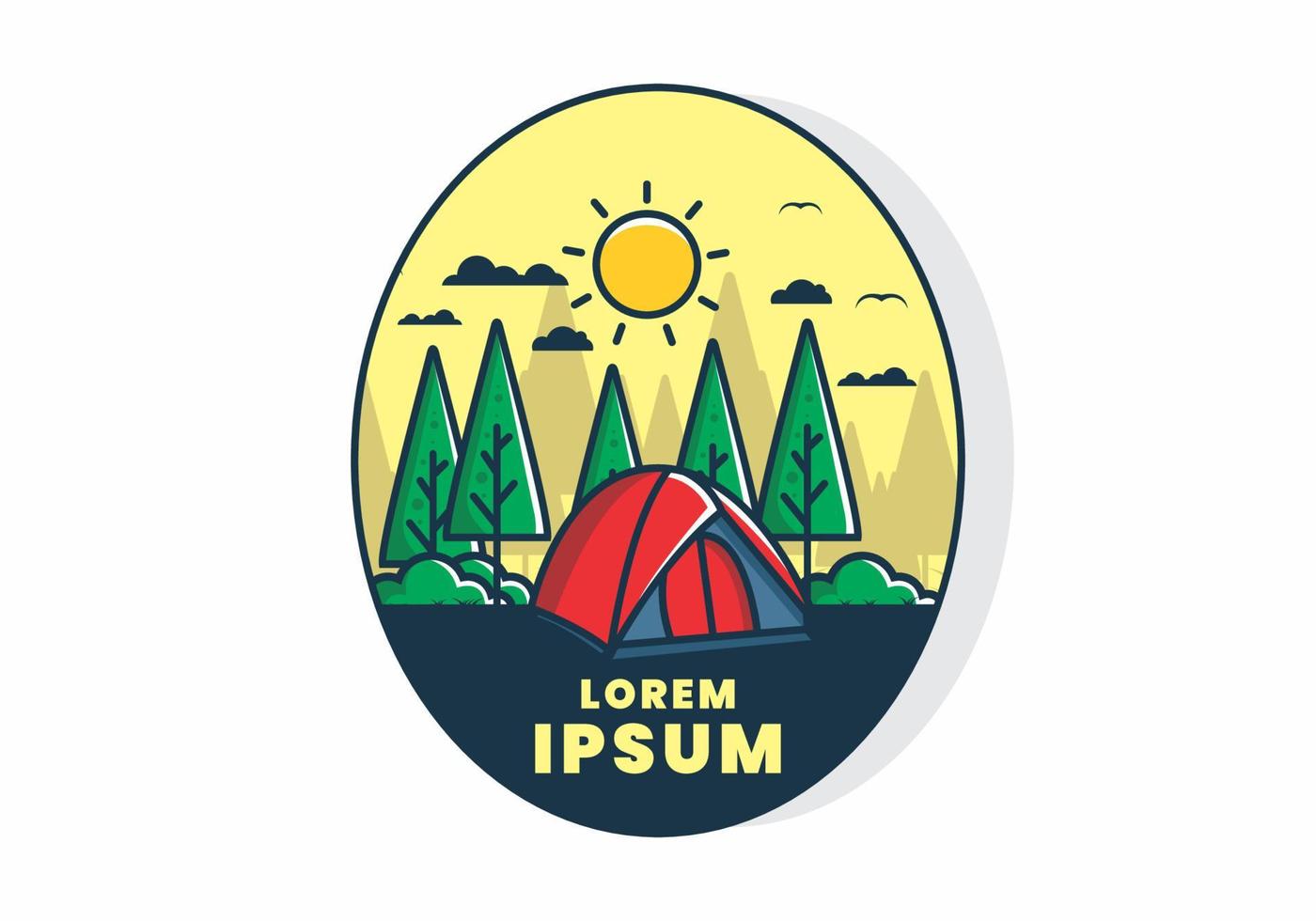 Fun camping with dome tent flat illustration vector