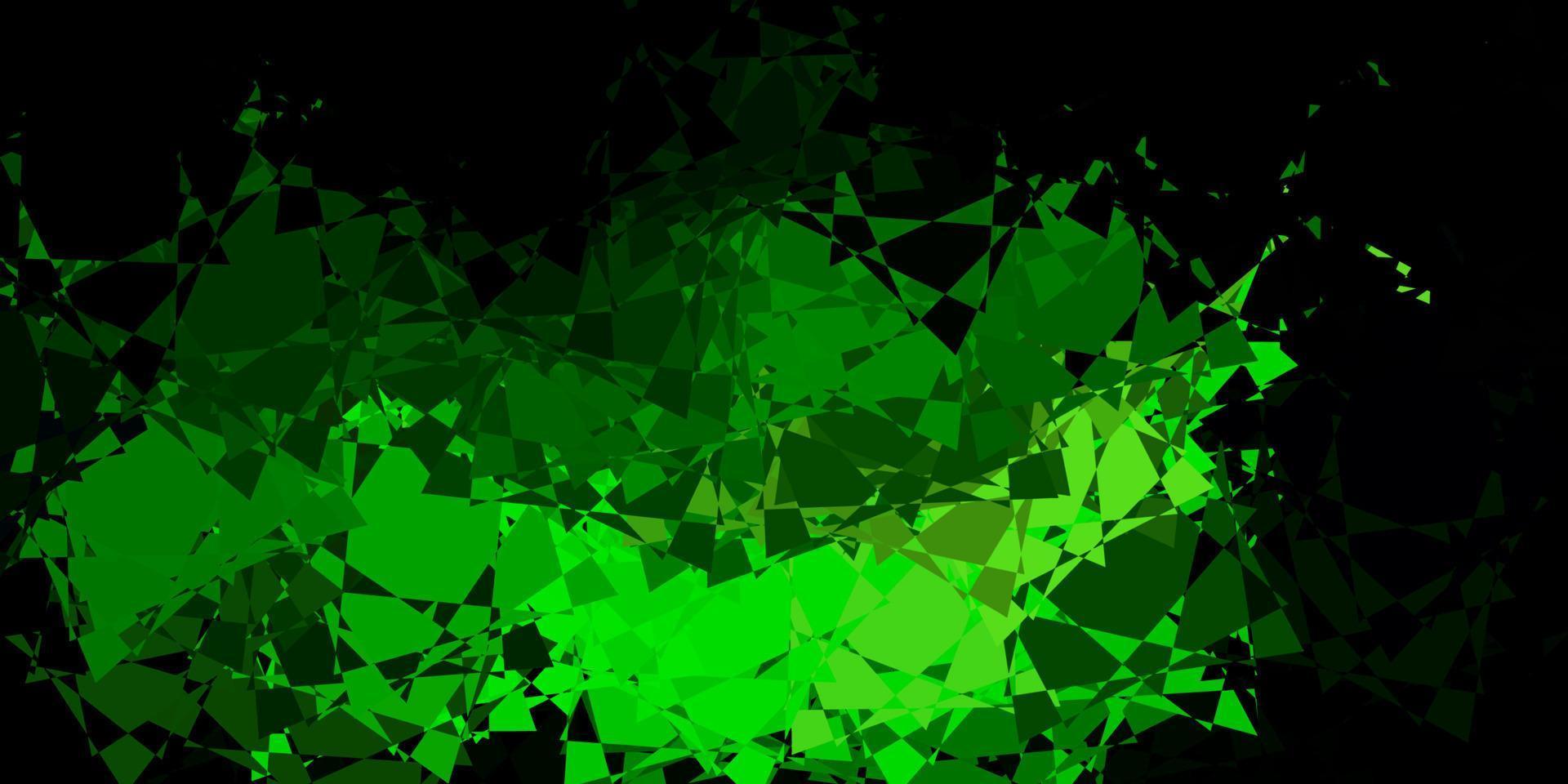 Dark Green vector background with triangles.