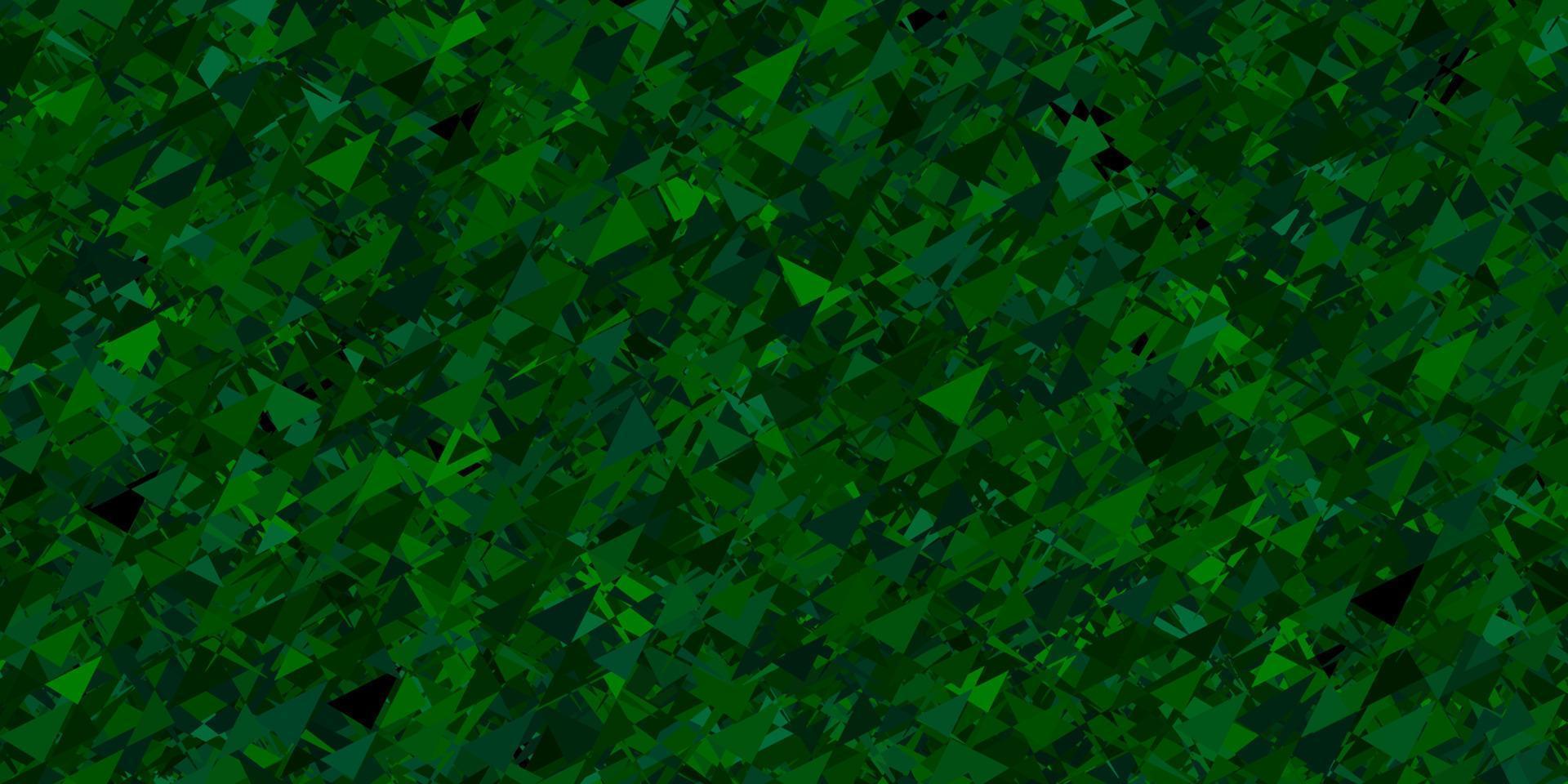 Dark green vector background with triangles.