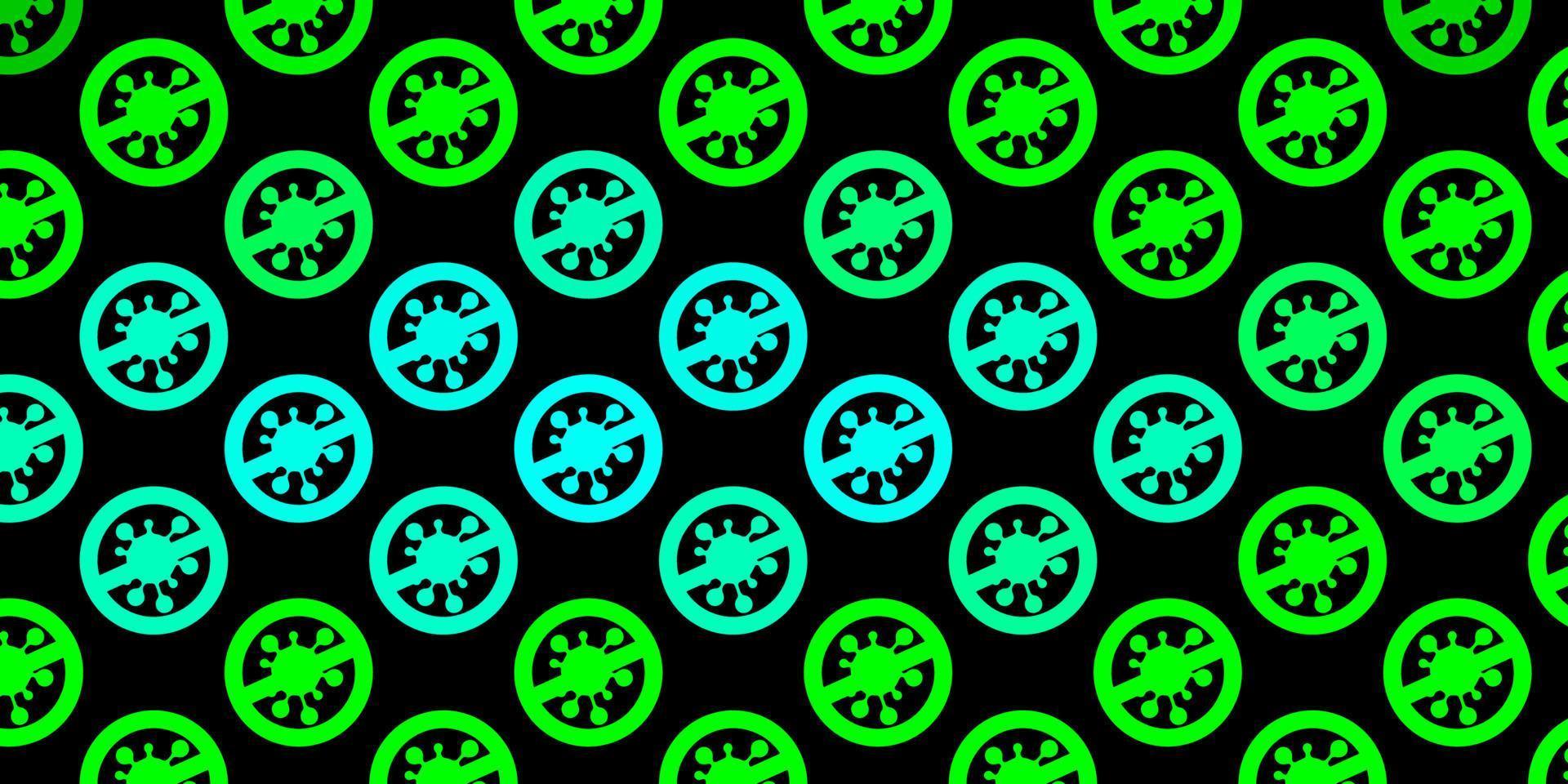 Dark Green vector backdrop with virus symbols.