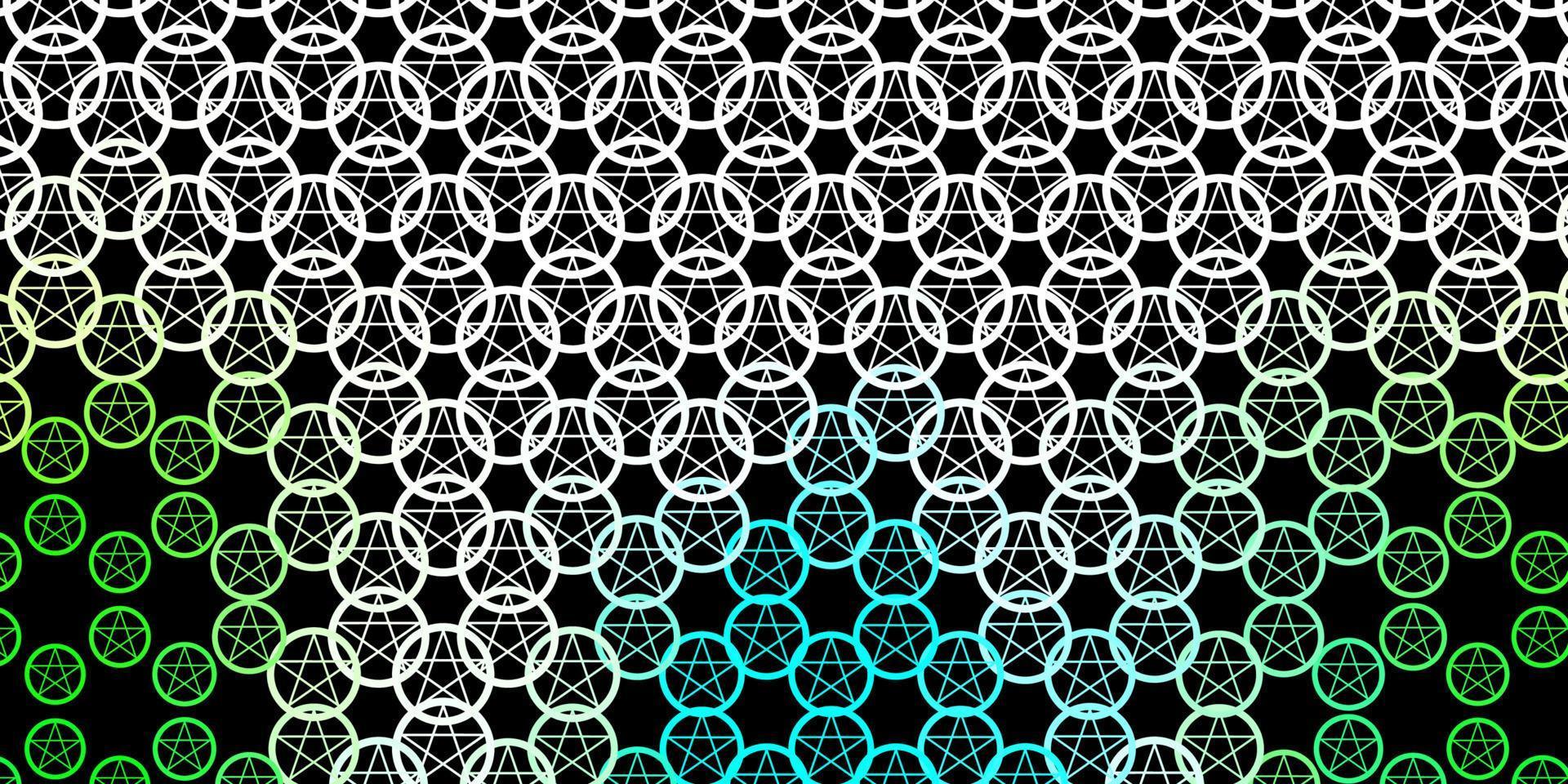 Dark Green vector template with esoteric signs.
