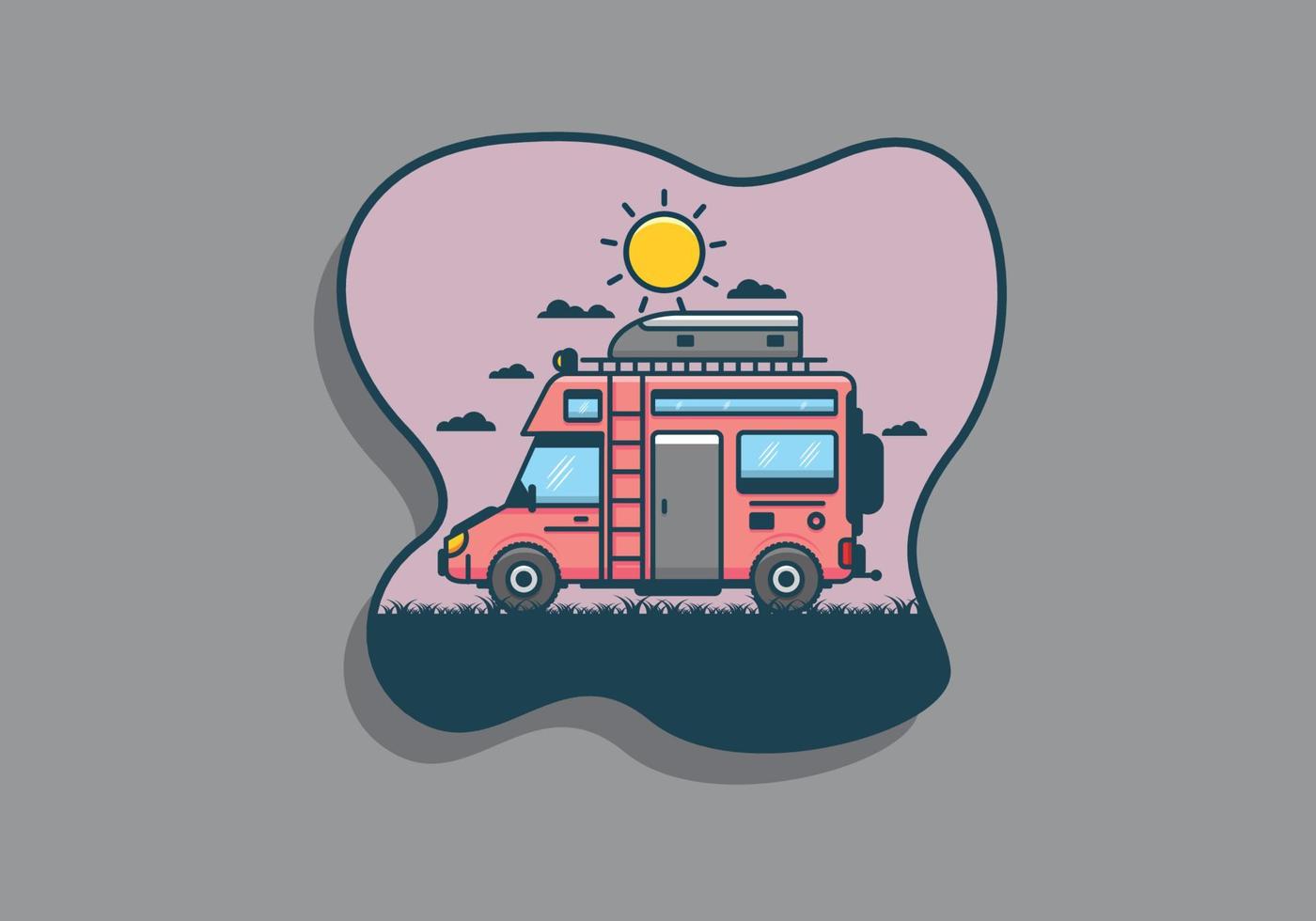 Motorhome with roof box flat illustration vector