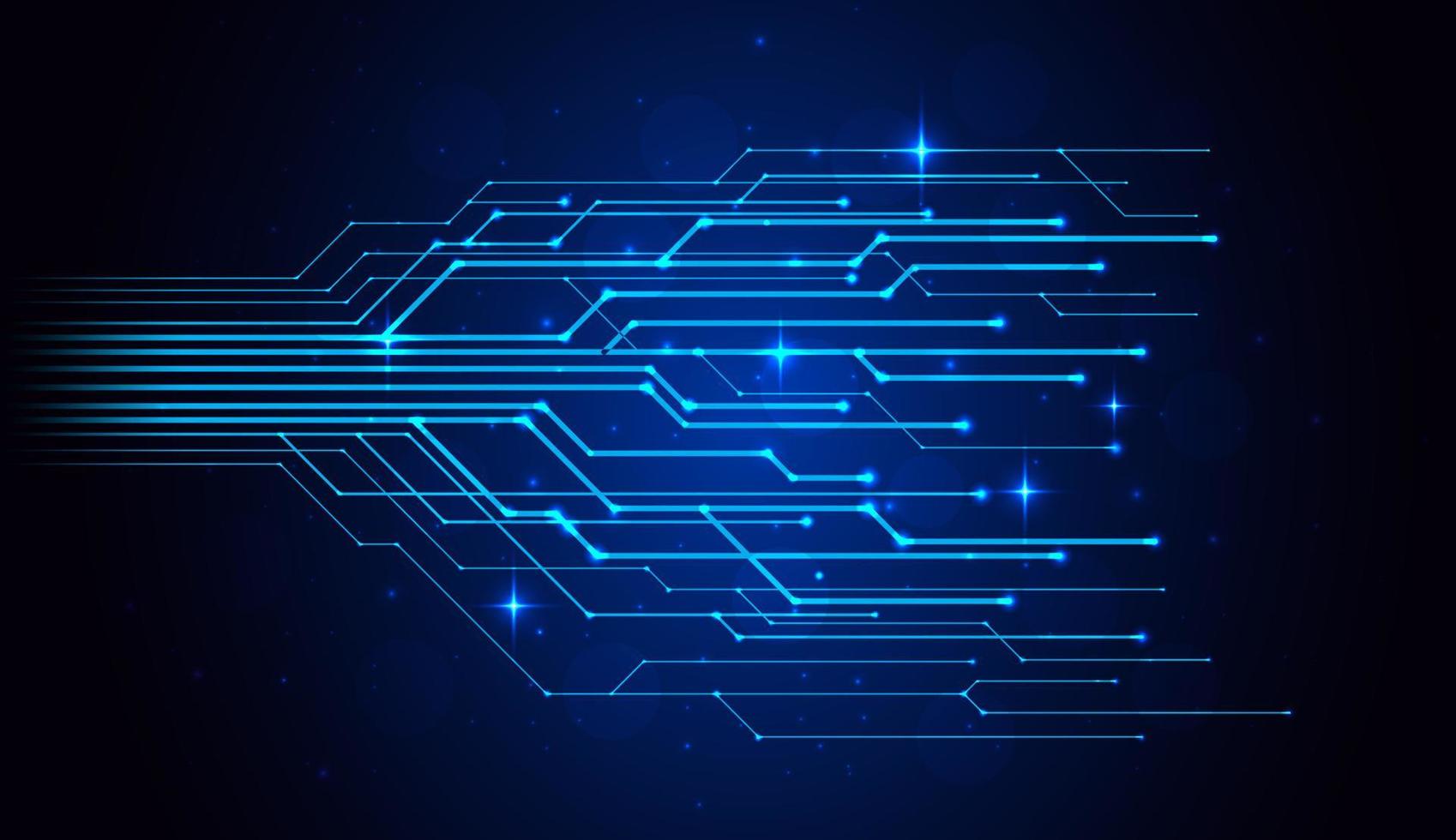 molécula, líneas conectadas con puntos, tecnología de efectos de luz sobre fondo azul. diseño abstracto de red de Internet para sitios web.datos digitales,comunicación,ciencia y concepto futurista - vector